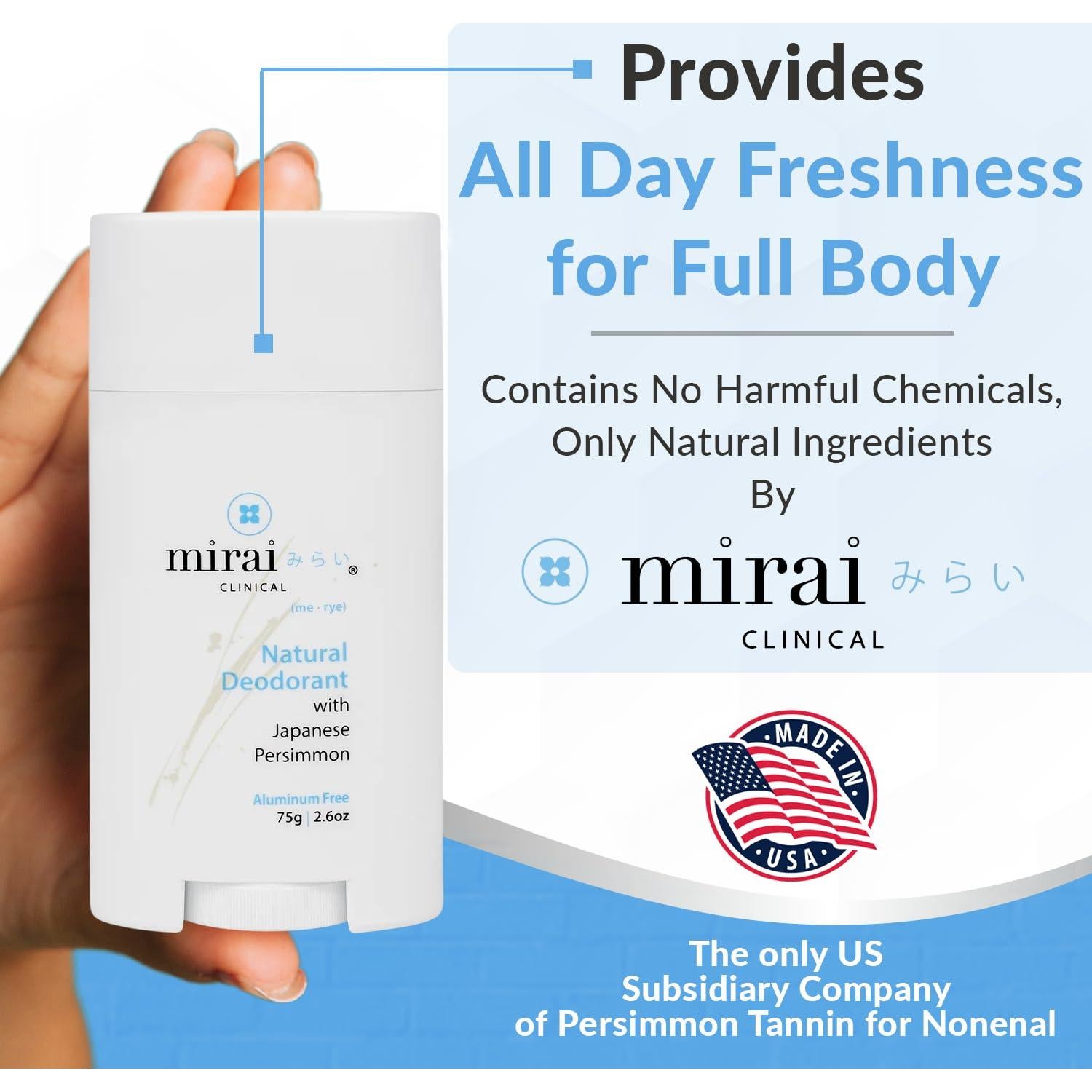 Desodorante Natural Mirai Clinical 75g - Sin Aluminio y Fragancia