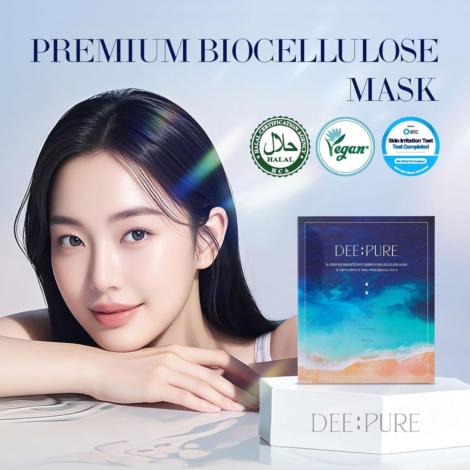 Mascarilla Facial Biocelulosa IL DEE PURE Rebirth - Vegana, Hidratante, 5 Unidades