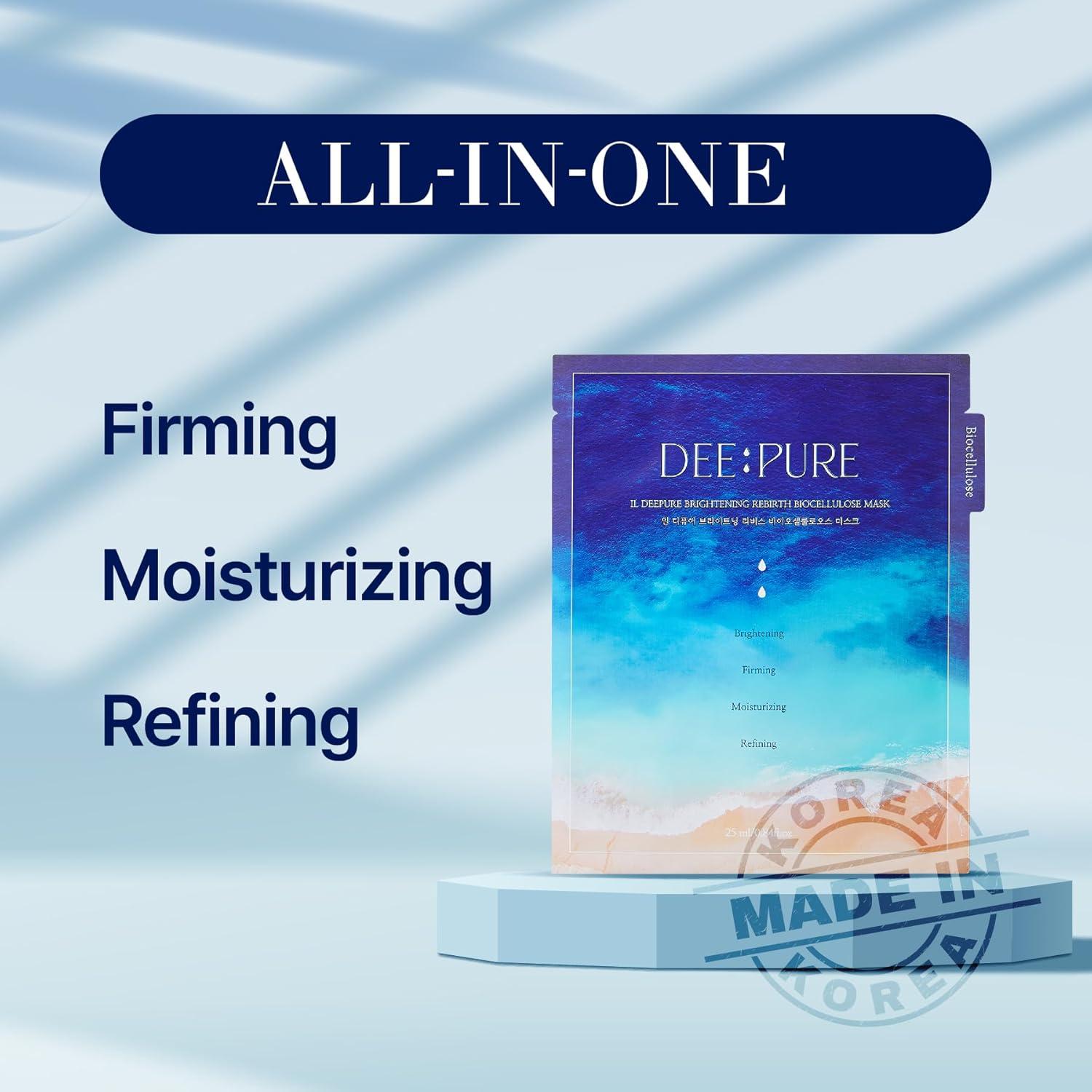 Mascarilla Facial Biocelulosa IL DEE PURE Rebirth - Vegana, Hidratante, 5 Unidades