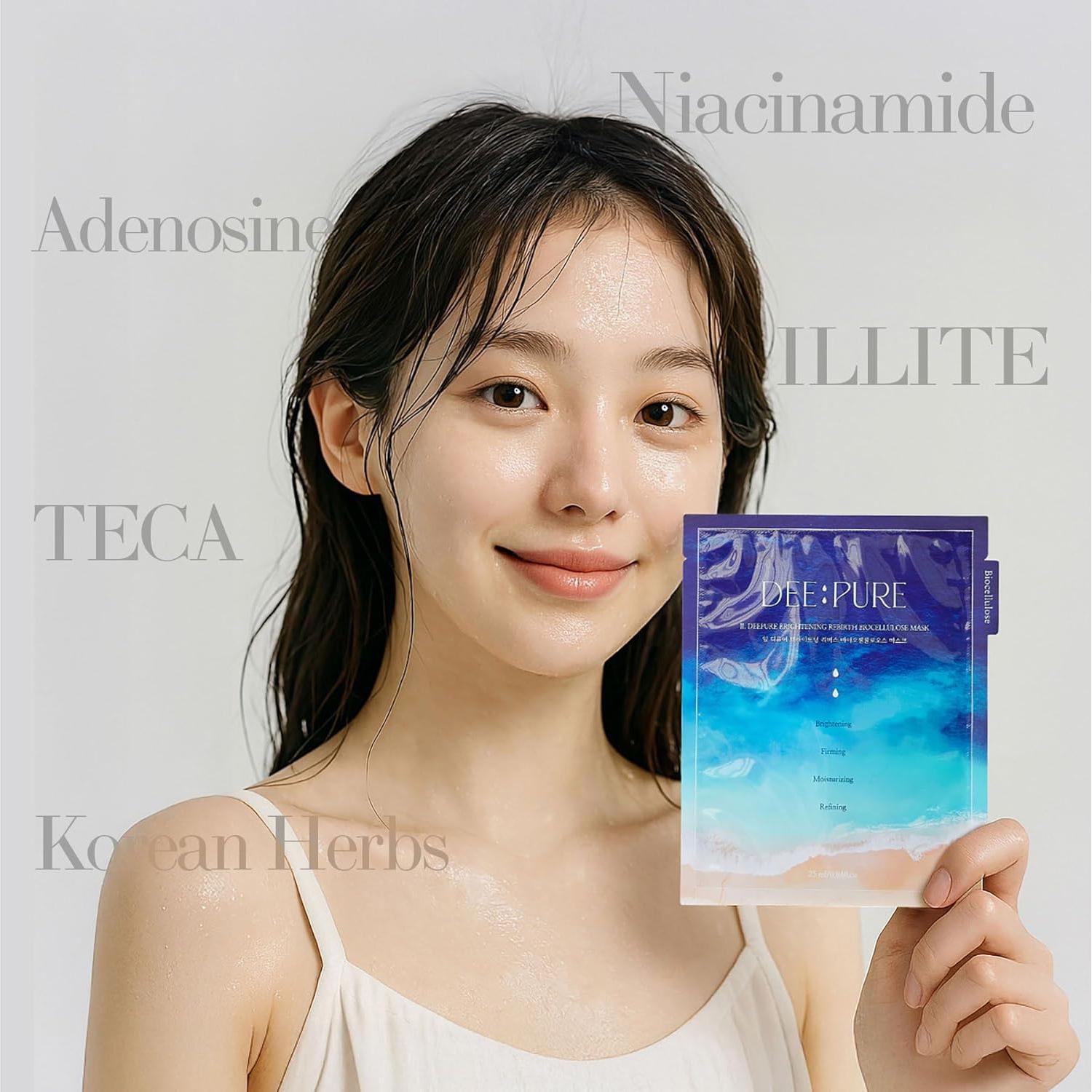 Mascarilla Facial Biocelulosa IL DEE PURE Rebirth - Vegana, Hidratante, 5 Unidades