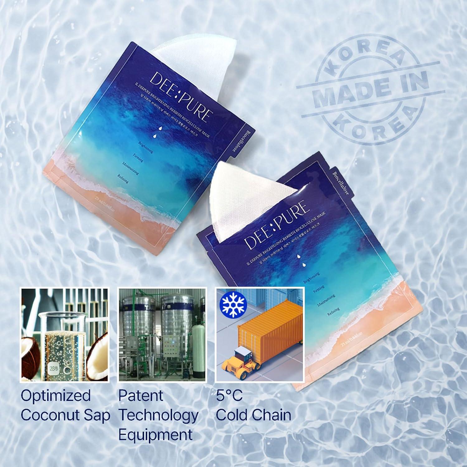 Mascarilla Facial Biocelulosa IL DEE PURE Rebirth - Vegana, Hidratante, 5 Unidades