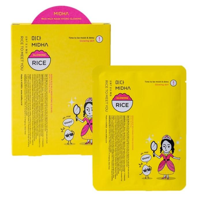 Máscara Facial Hidratante MIDHA de Leche de Arroz 5 Unidades