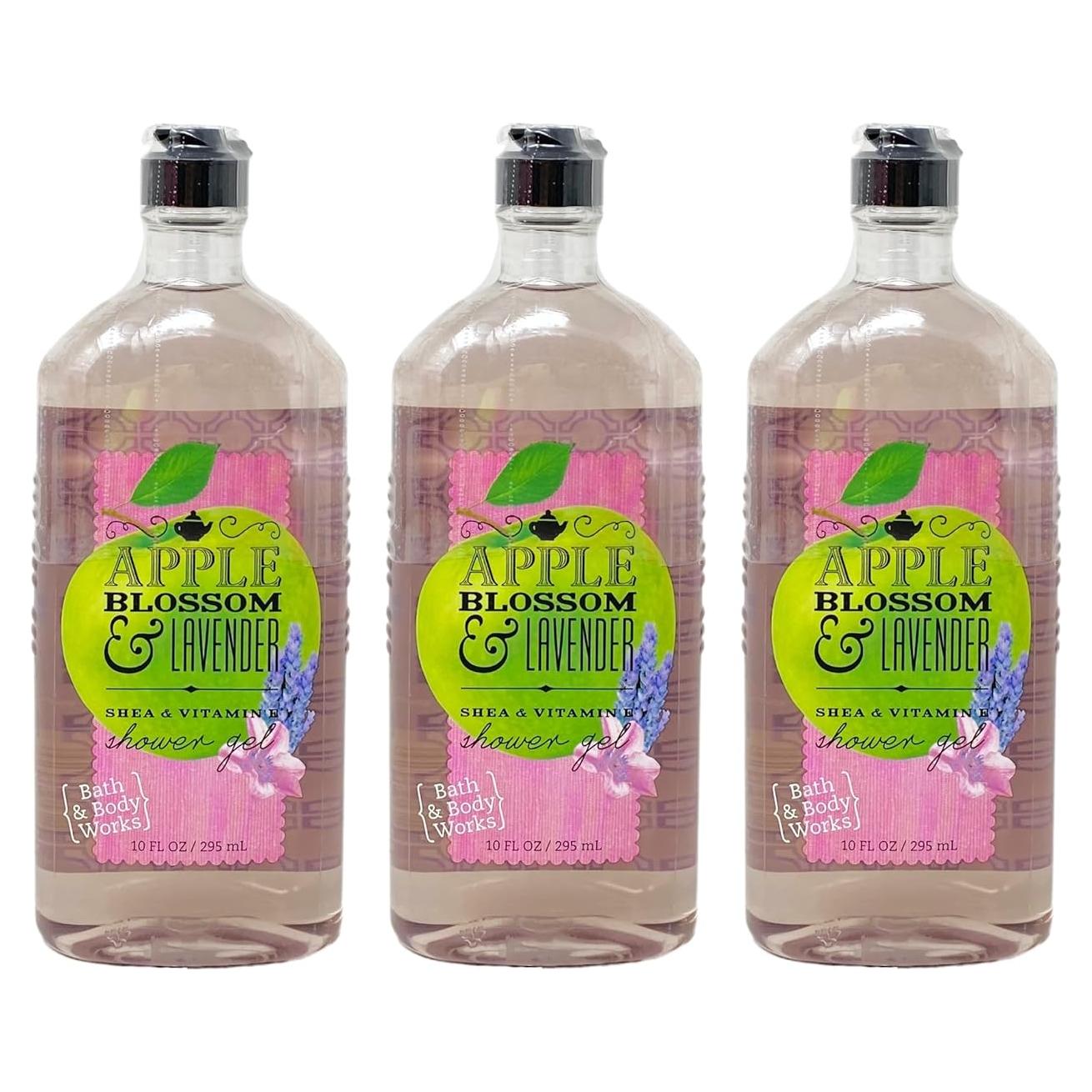 Gel de Ducha Bath and Body Works Flor de Manzana y Lavanda - 3 x 295 mL