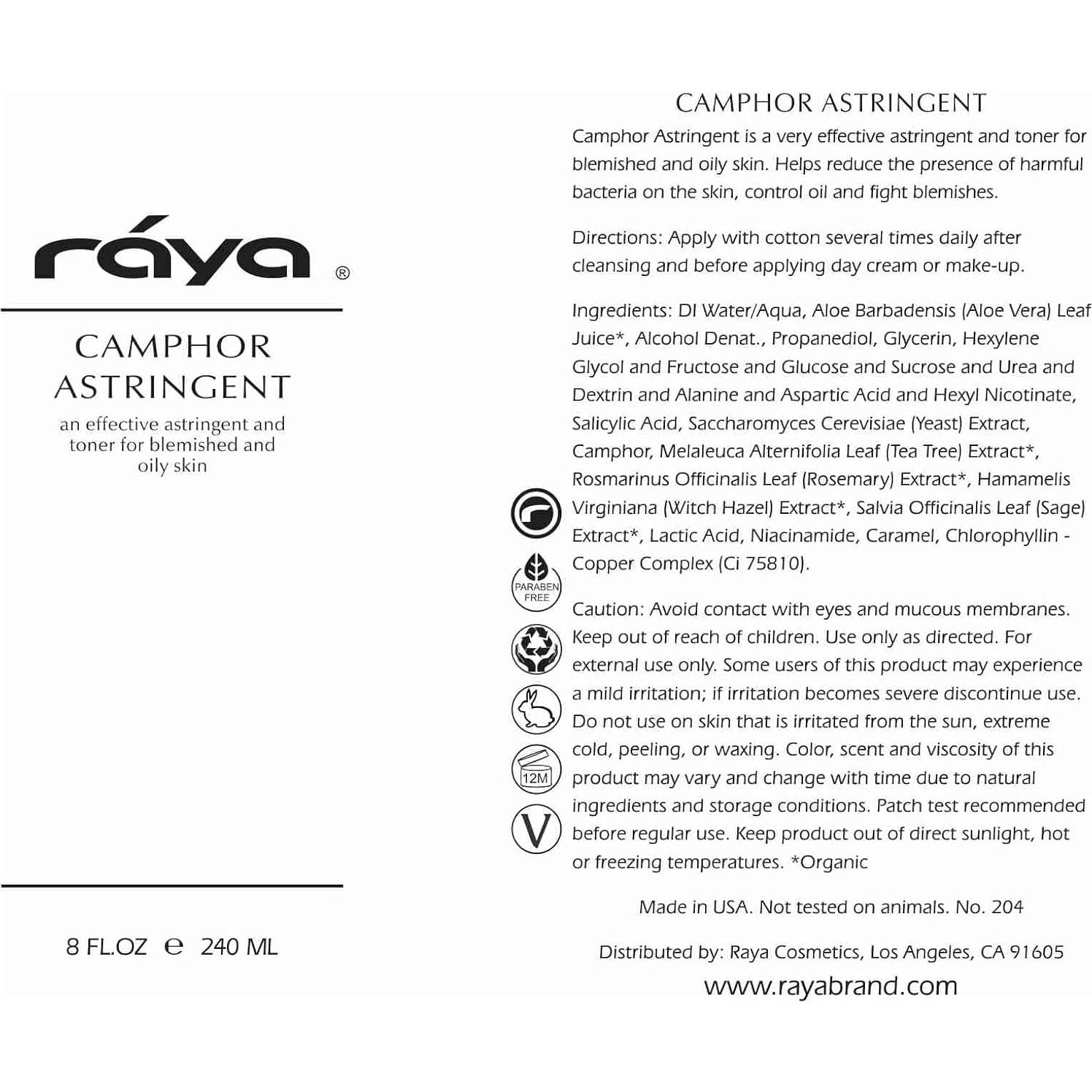 Astringente Facial RAYA 473 ml - Alcanfor y Eucalipto