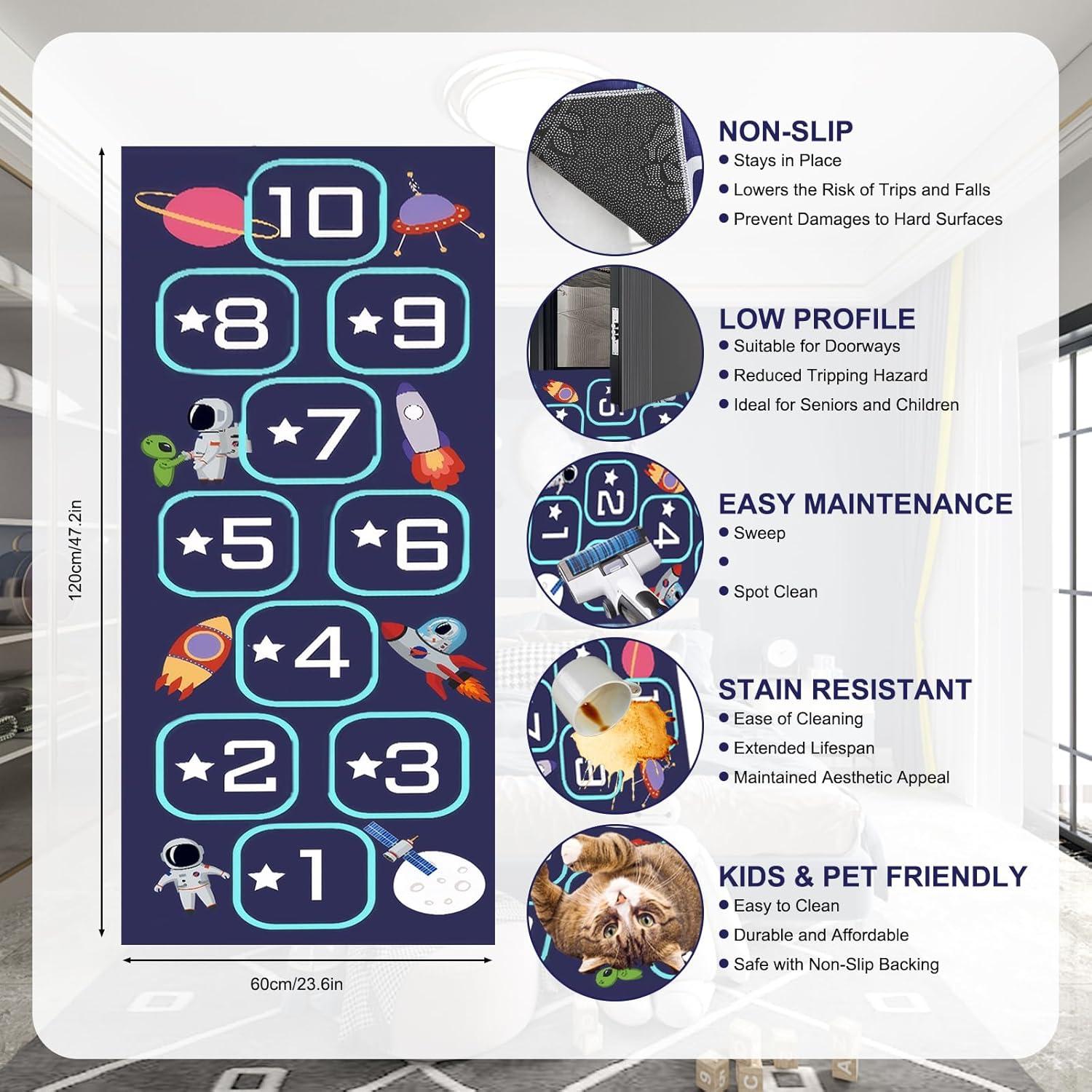 Alfombra de Rayuela PKRFCJ 60x120 cm Antideslizante Azul