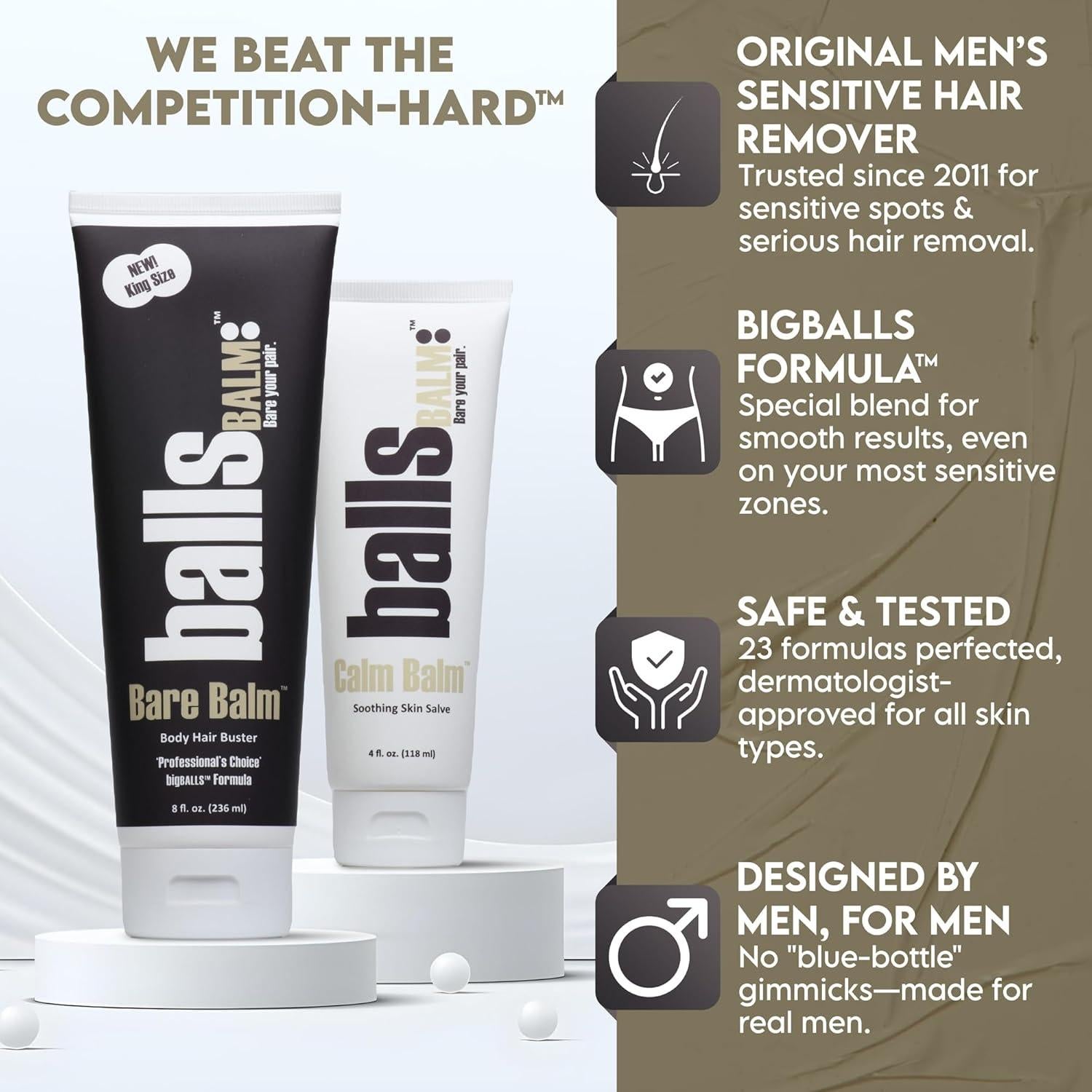 Sistema de Manejo de Vello Corporal ballsBALM - Par de Bare Doble