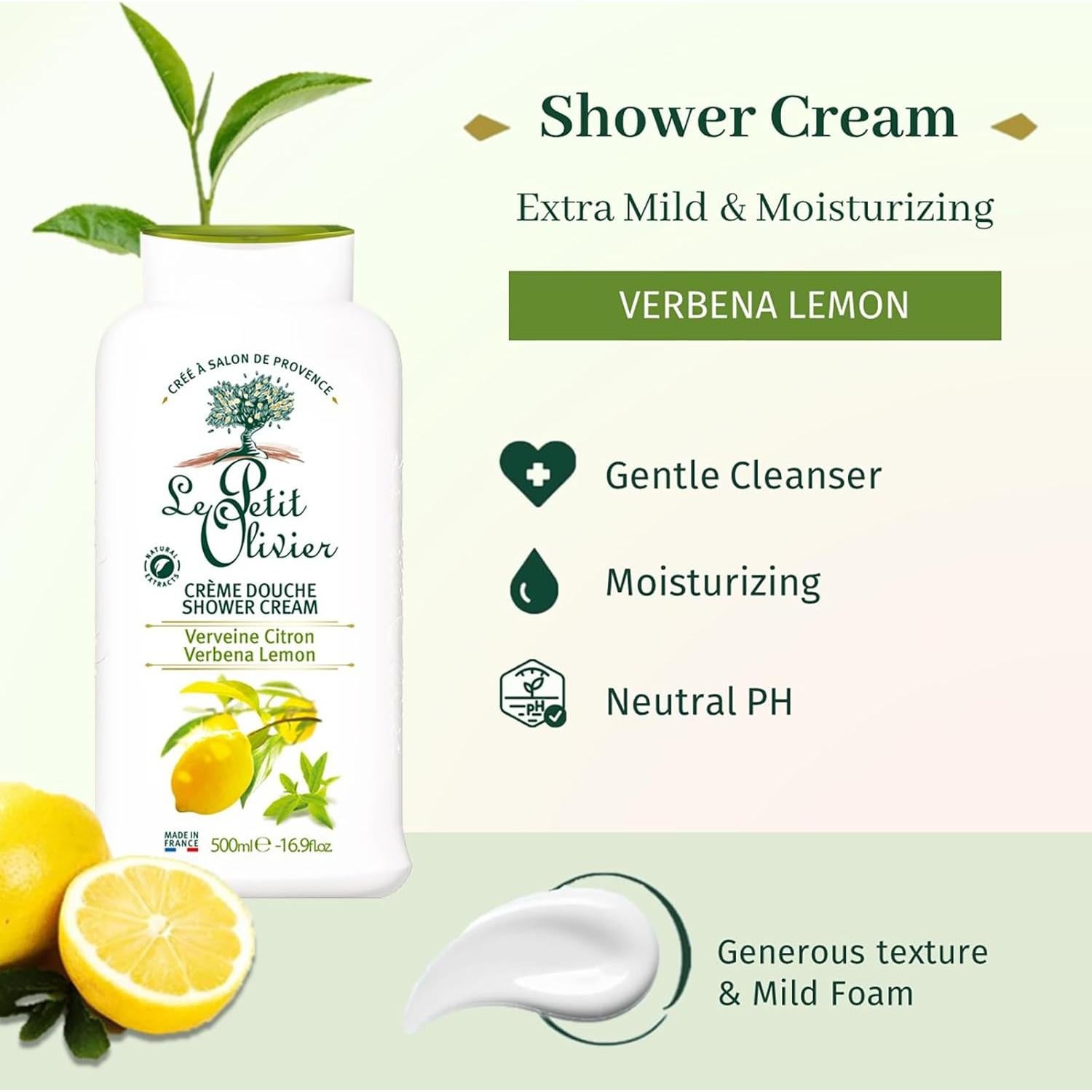 Crema de Ducha Le Petit Olivier 480 ml Limón de Verbena Hidratante