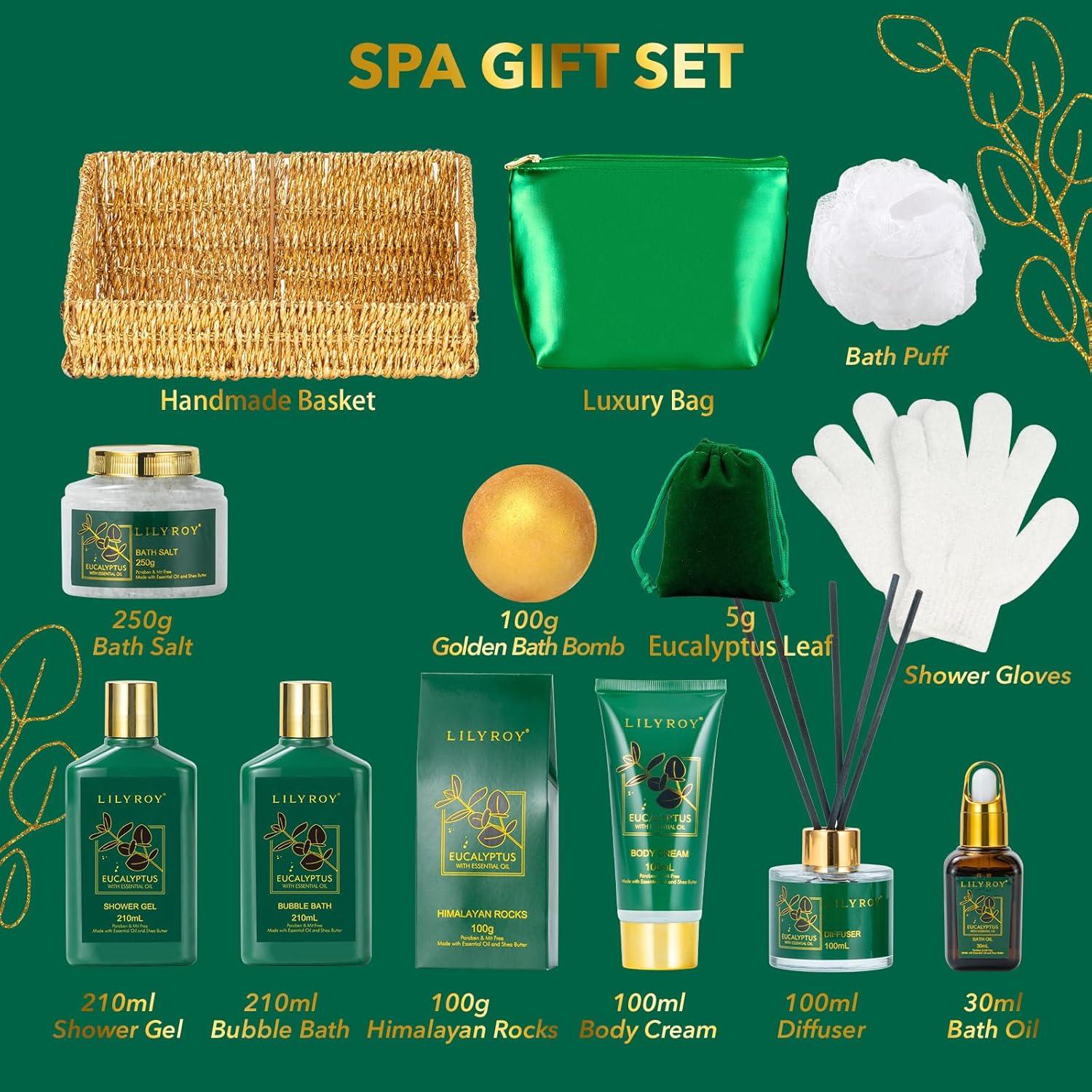 Cesta de Regalo de Spa Premium Eucalipto 15 Piezas LILY ROY