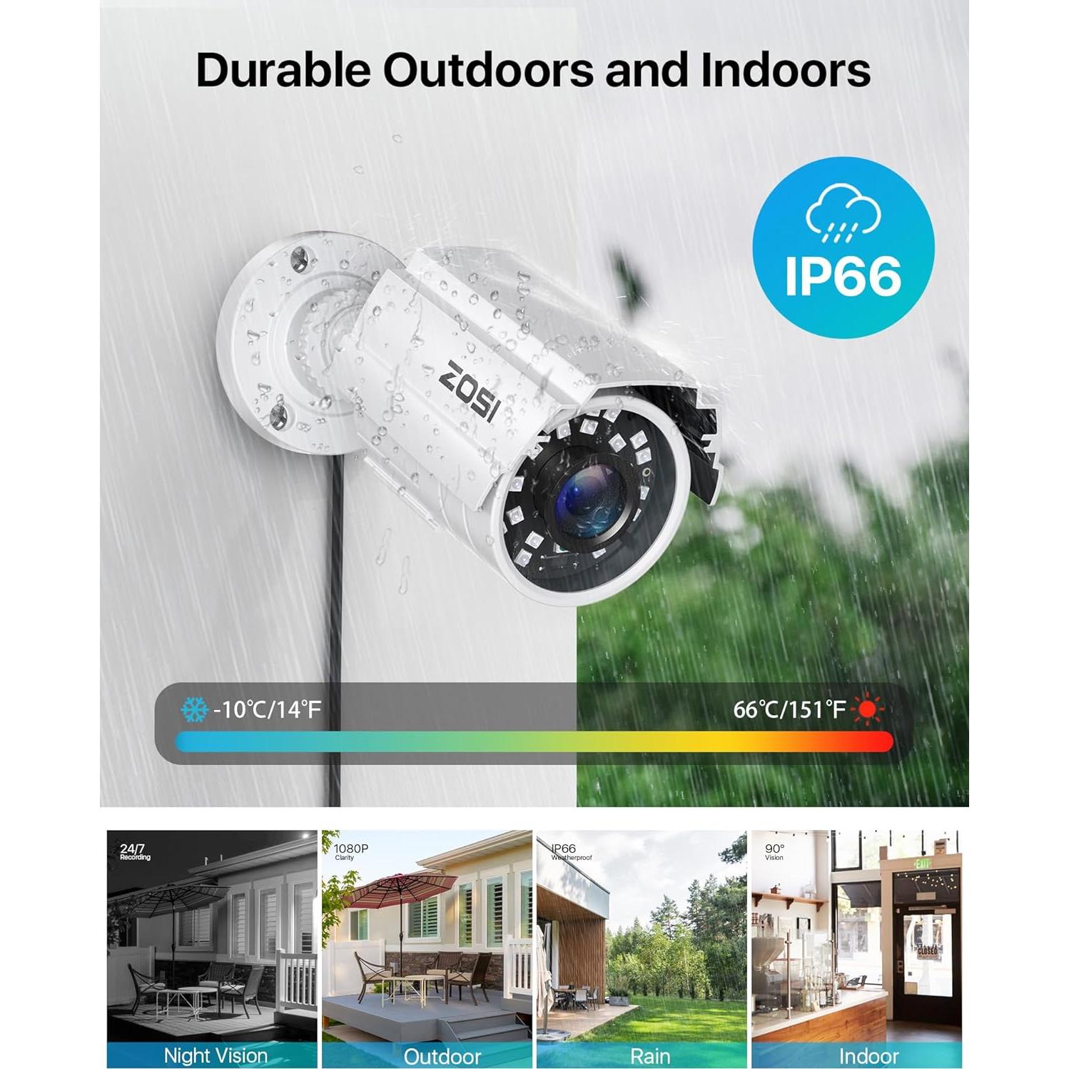 Cámara de Seguridad ZOSI 1080P HD 2.0MP Bullet IP67