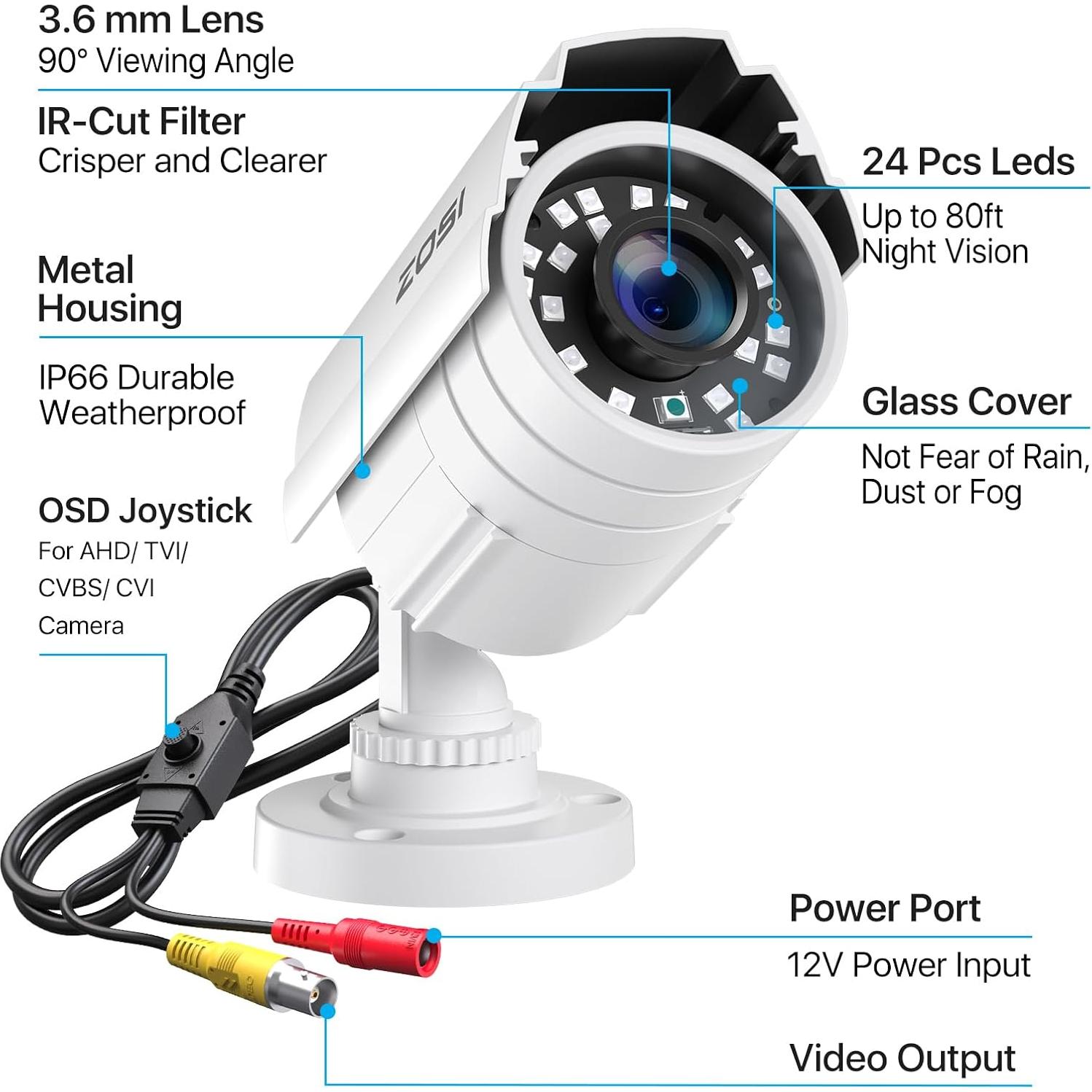 Cámara de Seguridad ZOSI 1080P HD 2.0MP Bullet IP67