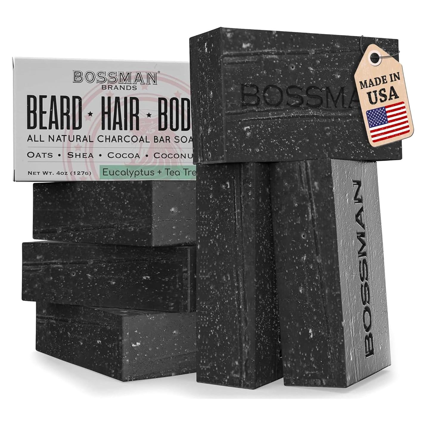 Jabón en Barra 4 en 1 Bossman - Paquete de 6 Eucalipto y Árbol de Té