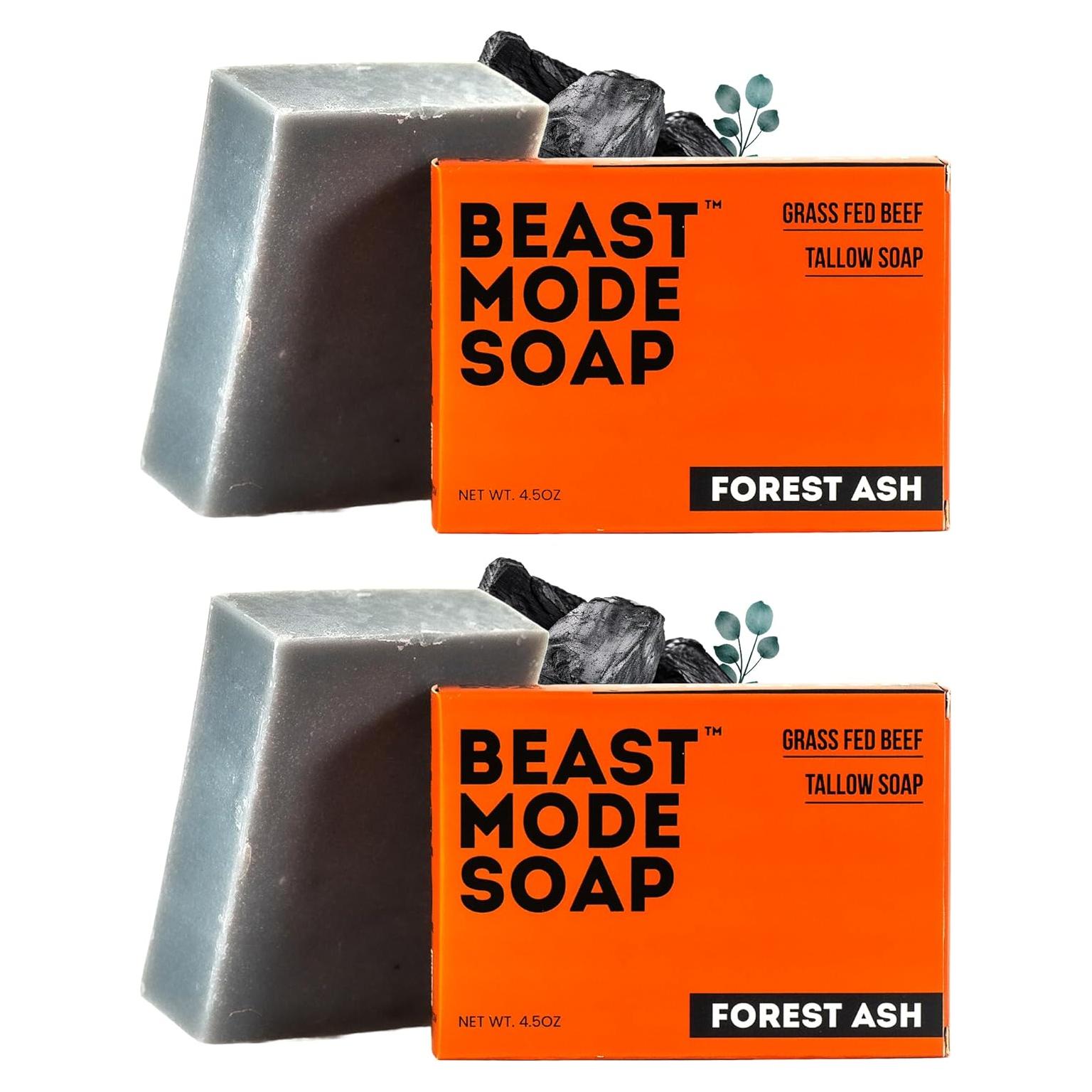 Jabón Beast Mode para Hombres - Carbón Activado y Eucalipto, 2 Barras