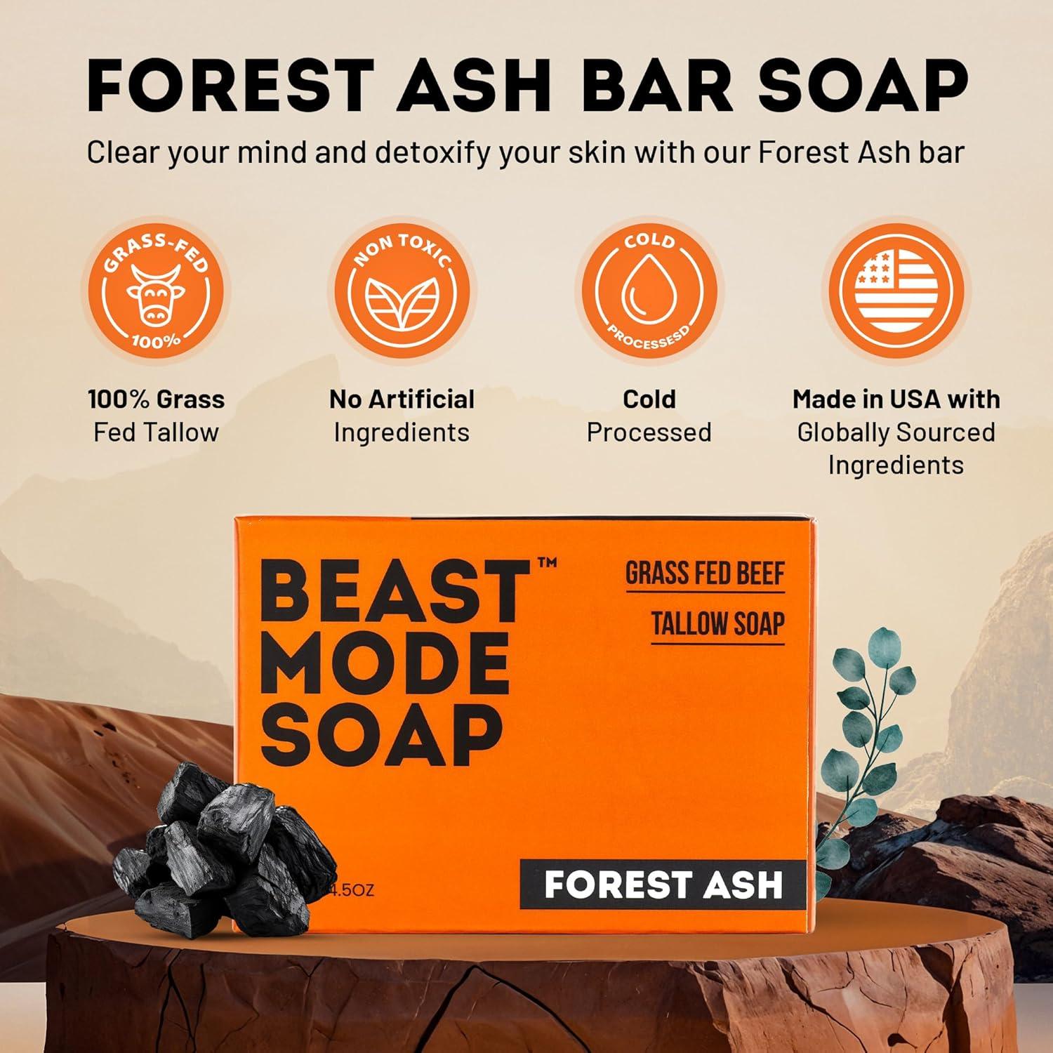 Jabón Beast Mode para Hombres - Carbón Activado y Eucalipto, 2 Barras