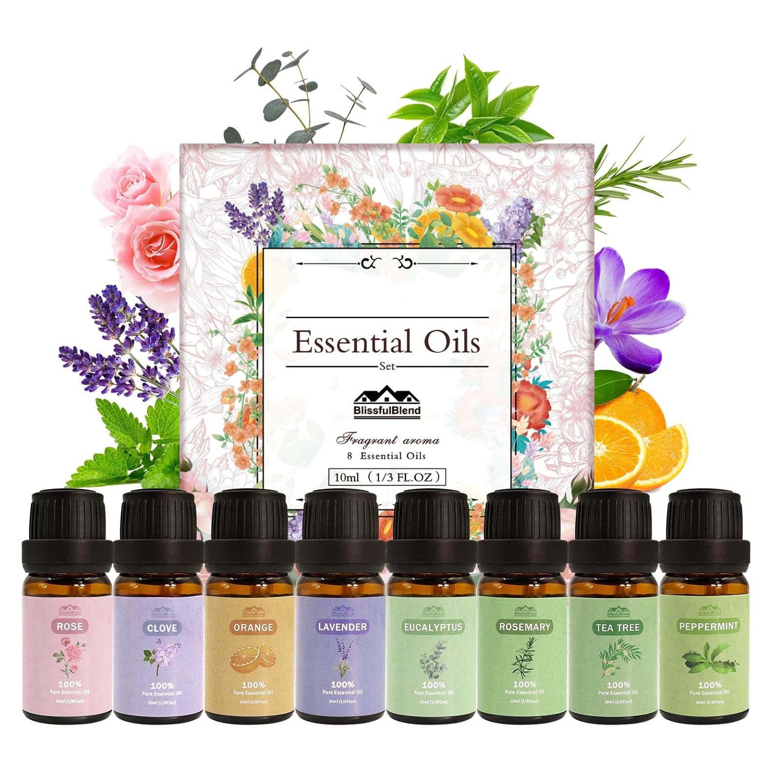 Set de 8 Aceites Esenciales Puro 10ml - BlissfulBlend