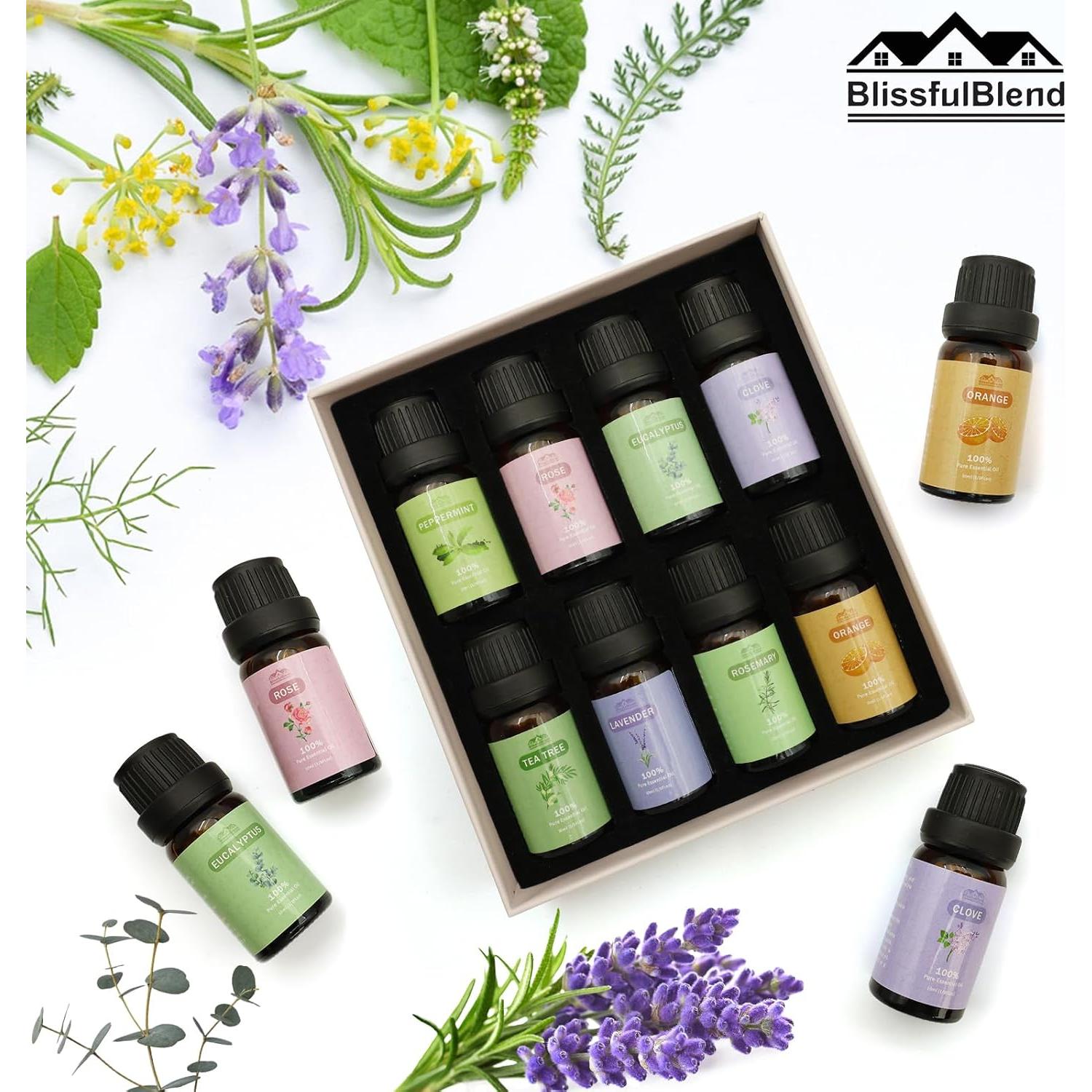Set de 8 Aceites Esenciales Puro 10ml - BlissfulBlend