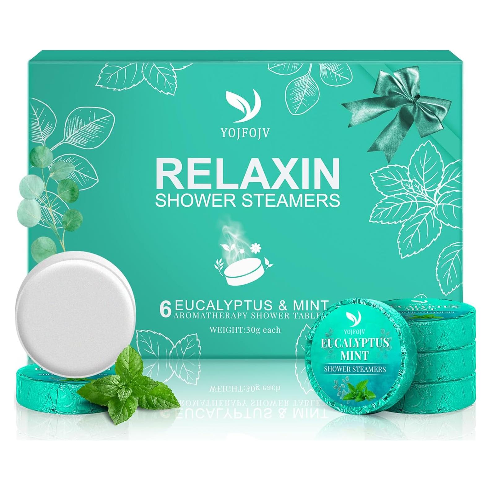 Bombas de Ducha Aromaterapia Orgánicas YOJFOJV - 6 Piezas Eucalipto y Menta