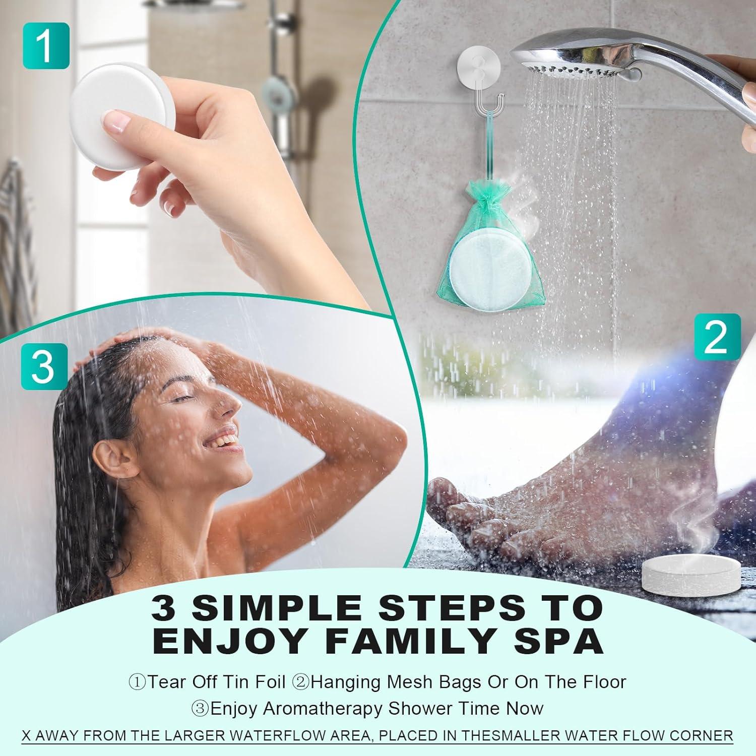 Bombas de Ducha Aromaterapia Orgánicas YOJFOJV - 6 Piezas Eucalipto y Menta