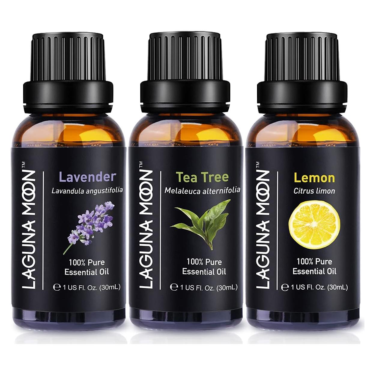 Set de 3 Aceites Esenciales Lagunamoon - Árbol de Té, Lavanda, Limón 90ml