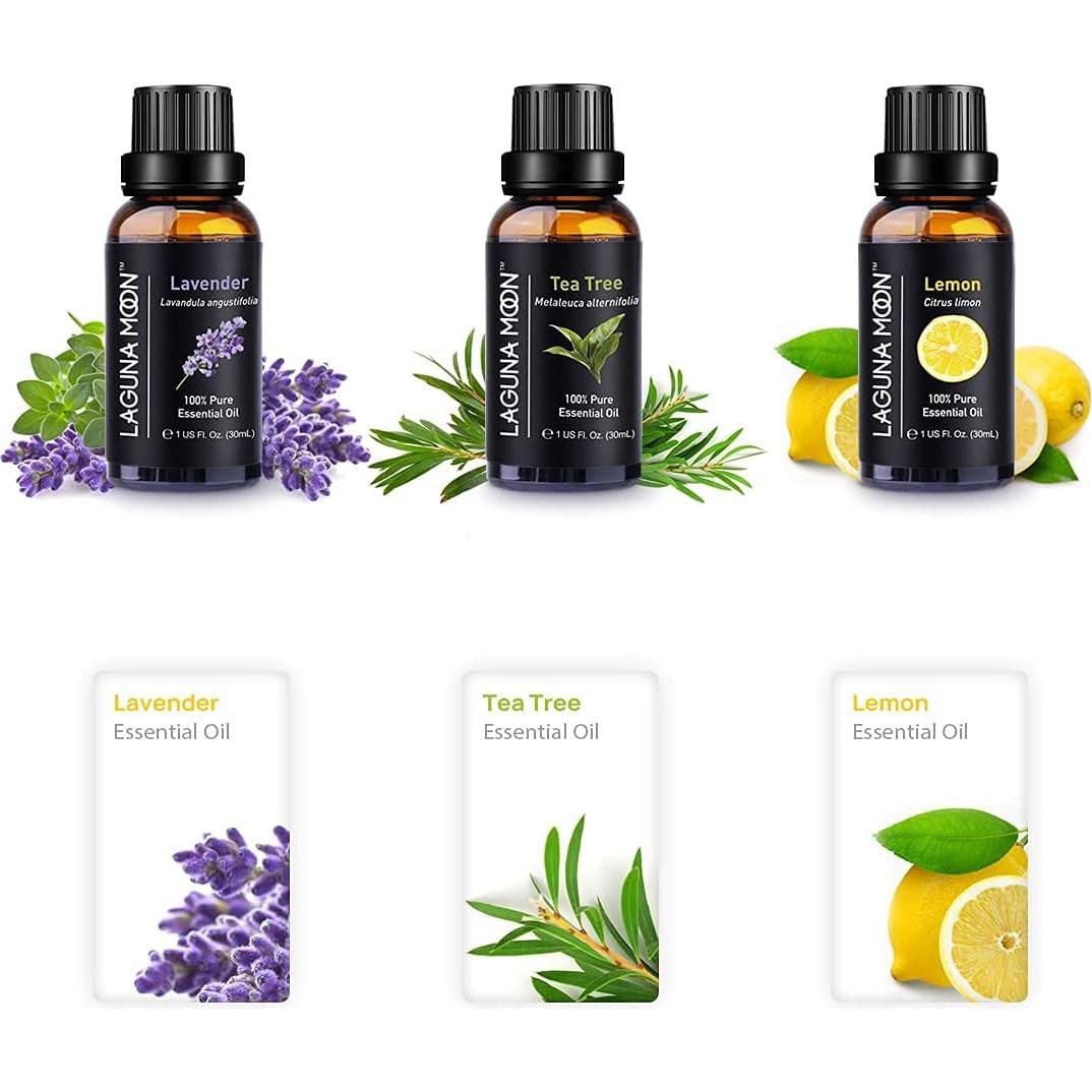 Set de 3 Aceites Esenciales Lagunamoon - Árbol de Té, Lavanda, Limón 90ml