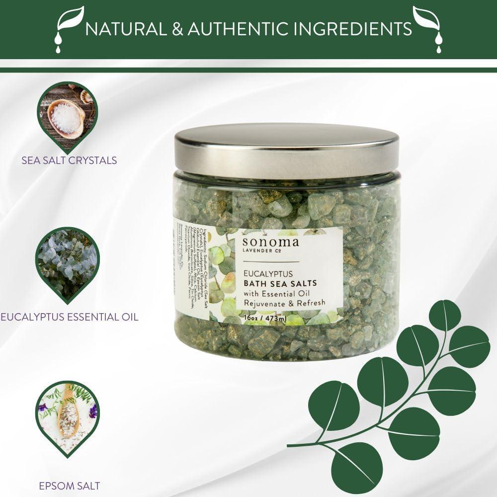 Sal de Baño Eucalipto Sonoma Lavender 453g - Relajante y Desintoxicante