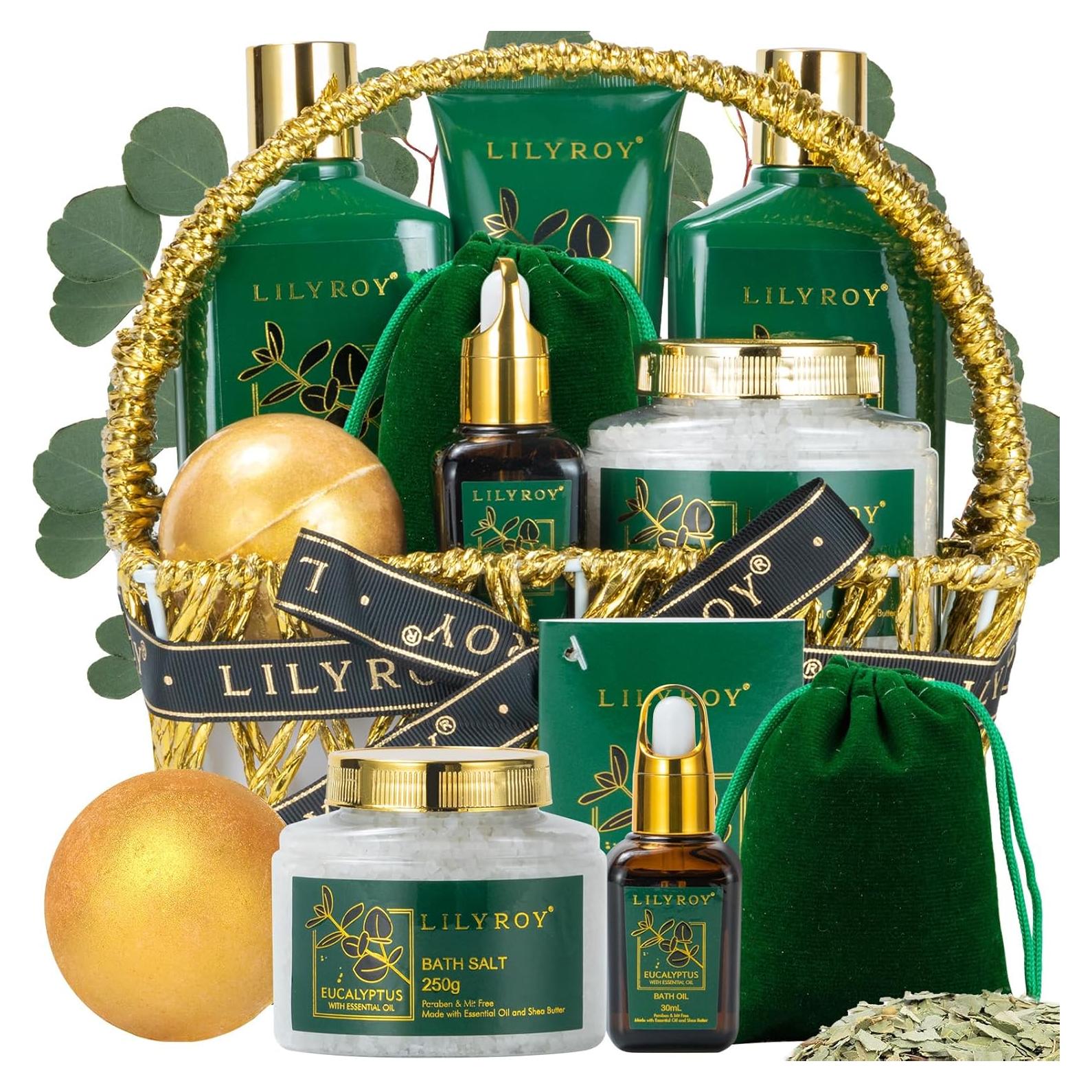 Cesta de Regalo Spa Eucalipto LILY ROY 9 Piezas Cuidado Personal