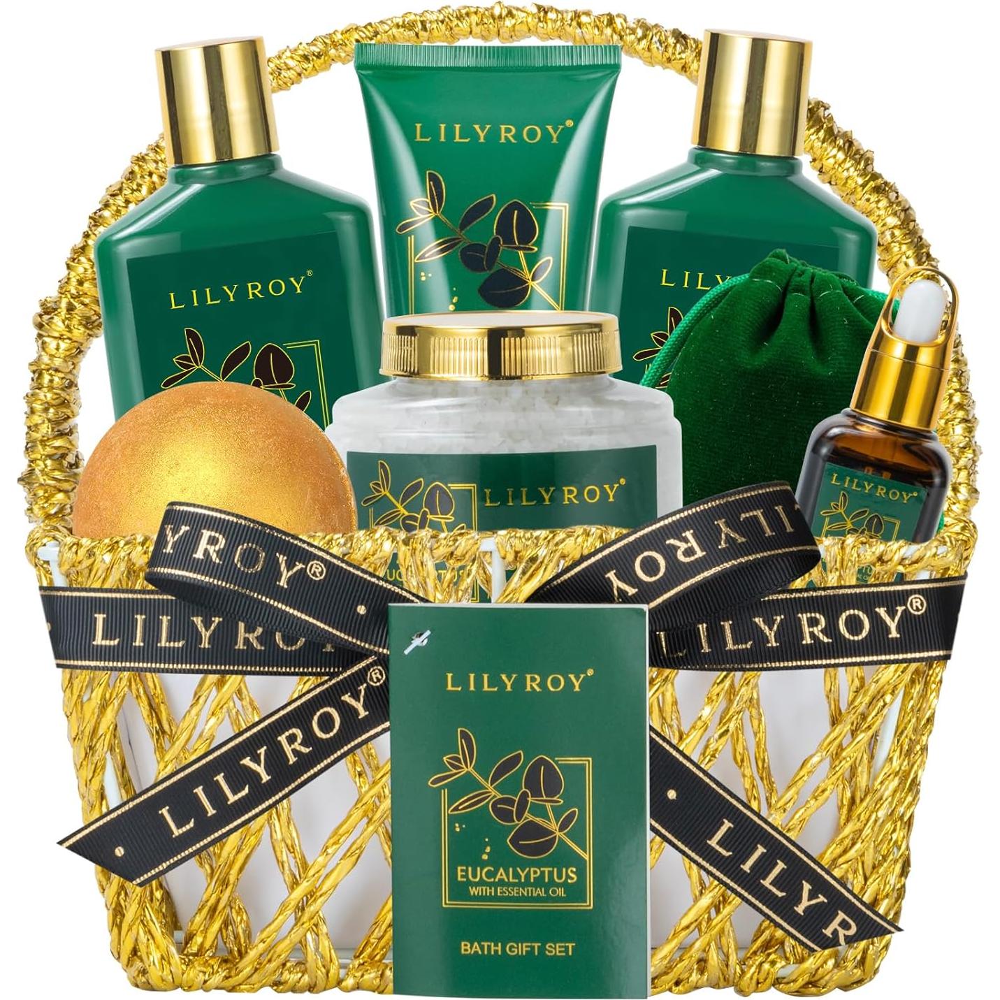 Cesta de Regalo Spa Eucalipto LILY ROY 9 Piezas Cuidado Personal