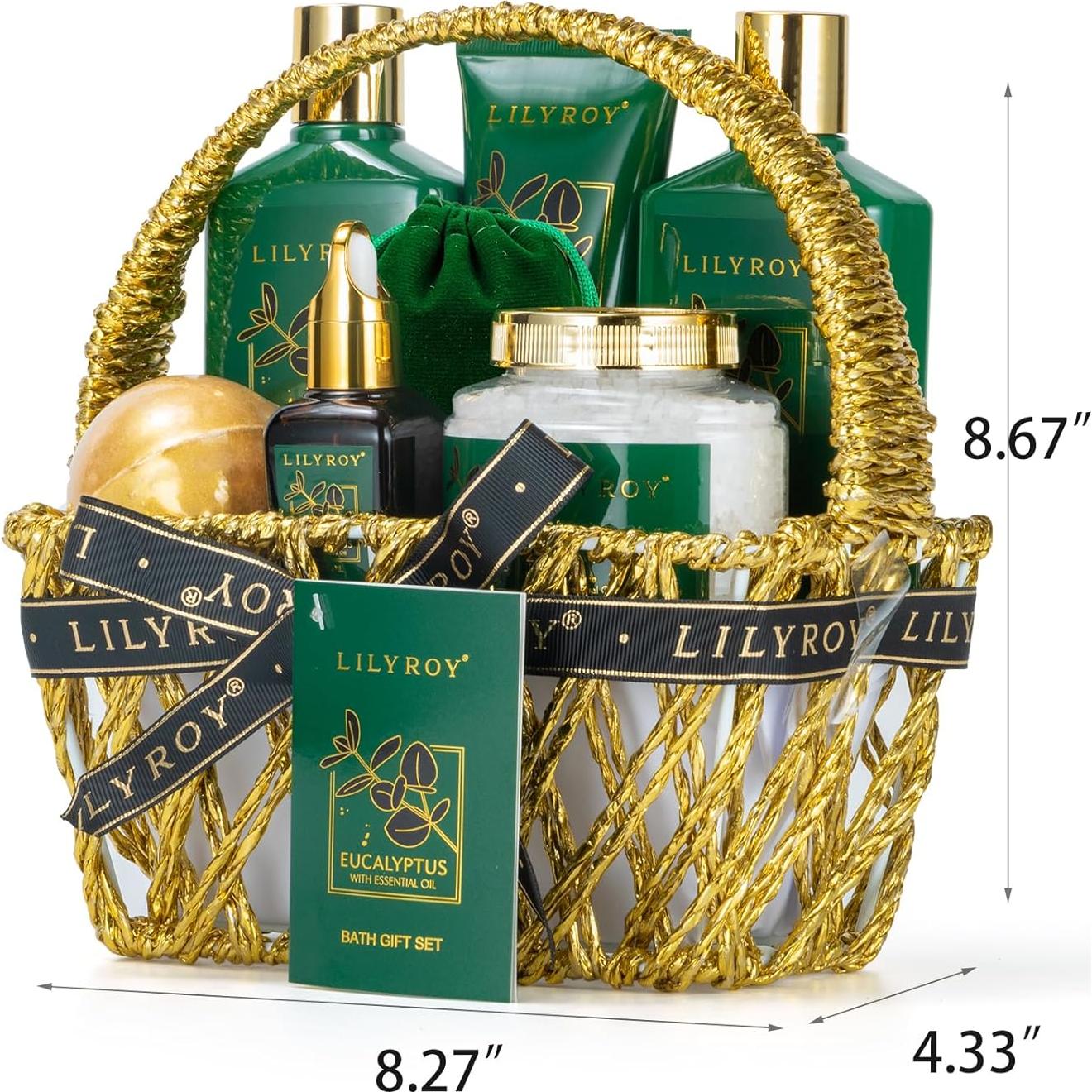 Cesta de Regalo Spa Eucalipto LILY ROY 9 Piezas Cuidado Personal