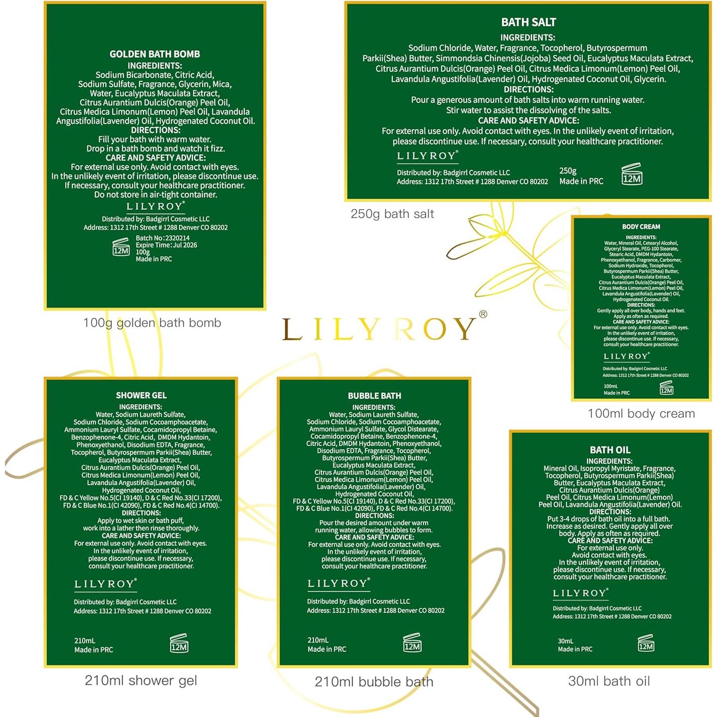 Cesta de Regalo Spa Eucalipto LILY ROY 9 Piezas Cuidado Personal