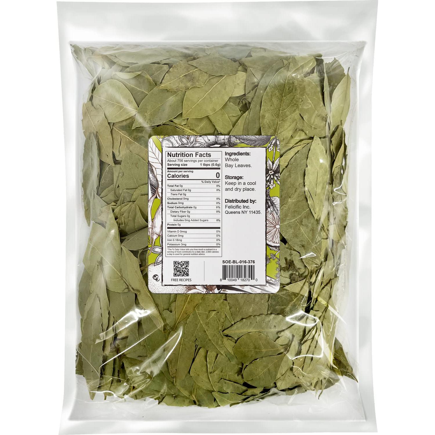 Hojas de Laurel Secas Soeos 454g Sin OGM para Cocinar