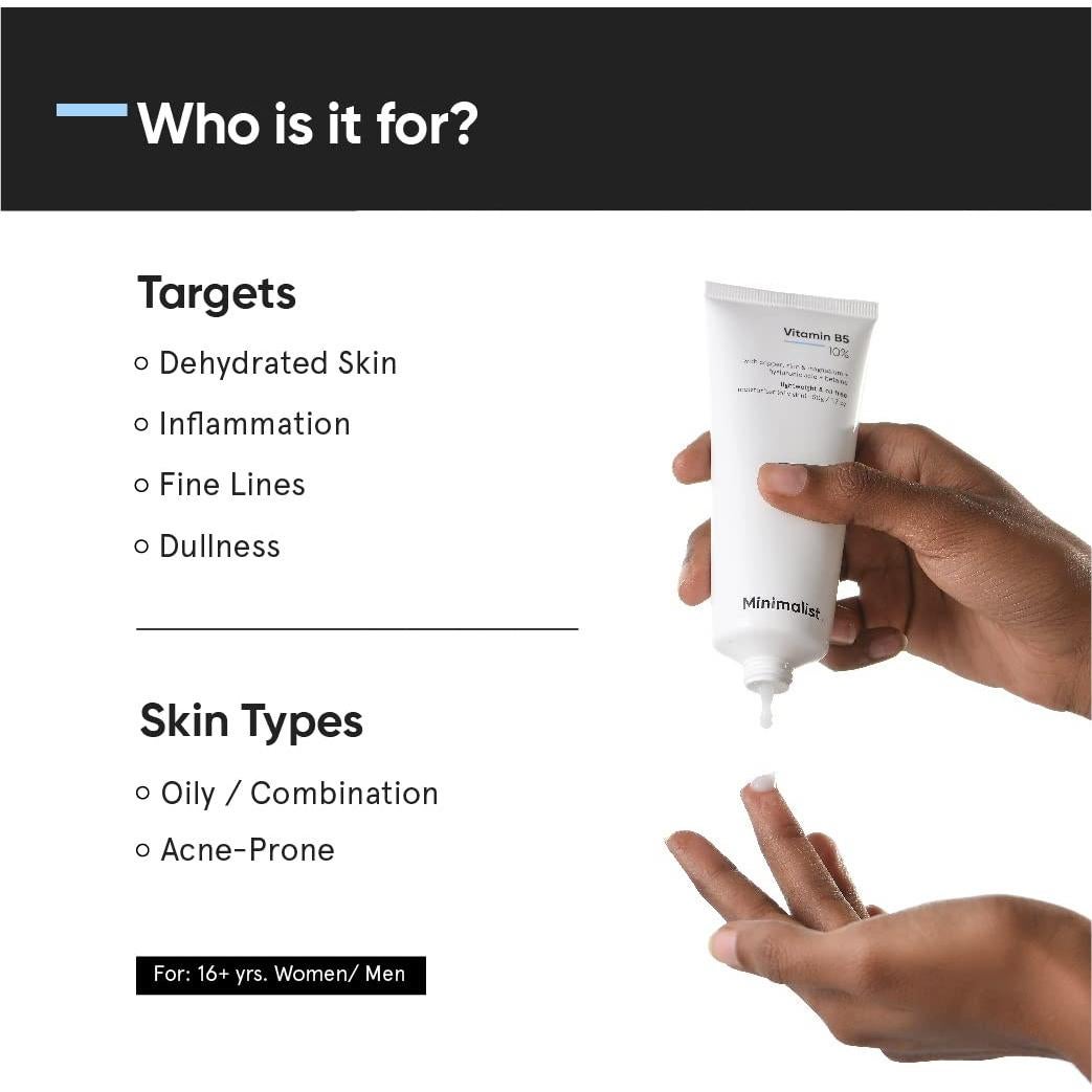 Hidratante Facial Minimalista 10% Vitamina B5 50g Piel Grasa