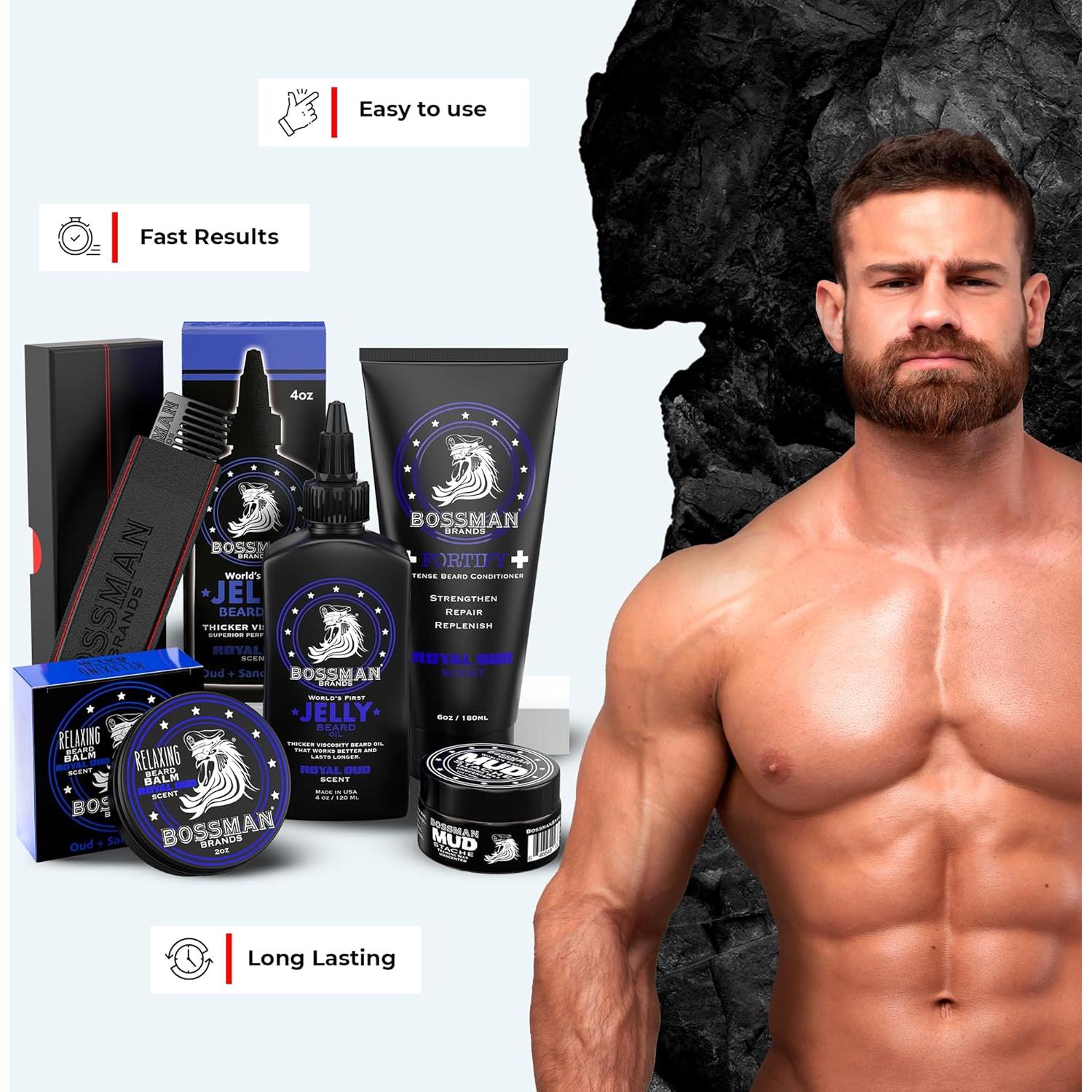 Kit Completo de Cuidado de Barba Bossman - 5 Piezas Oud Real