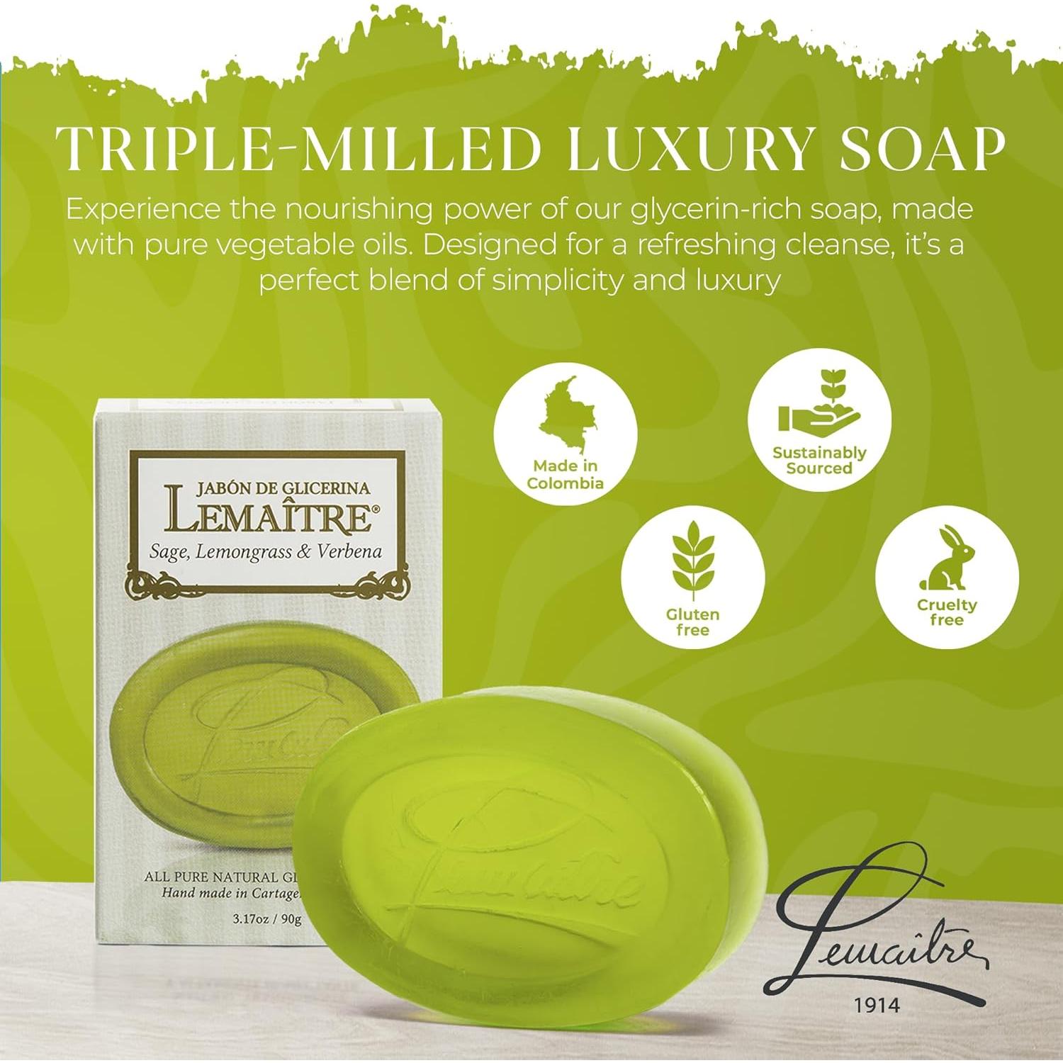 Jabón de Glicerina Vegano Lemaître 90g - Salvia y Verbena