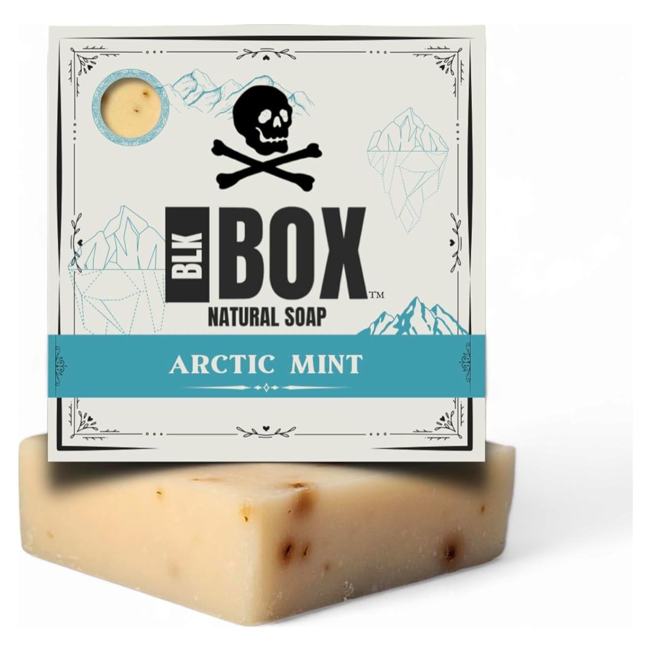 Jabón Natural Exfoliante Caja Negra 5oz Menta Ártica Hecho a Mano