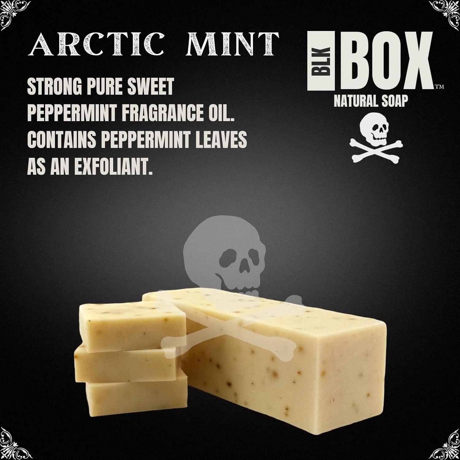 Jabón Natural Exfoliante Caja Negra 5oz Menta Ártica Hecho a Mano