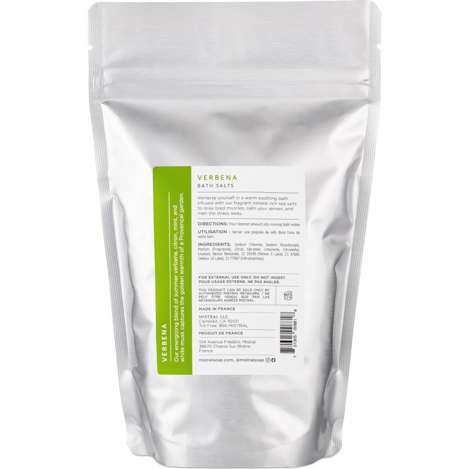 Sales de Baño Mistral 650g - Verbena de Limón - Hecho en Francia