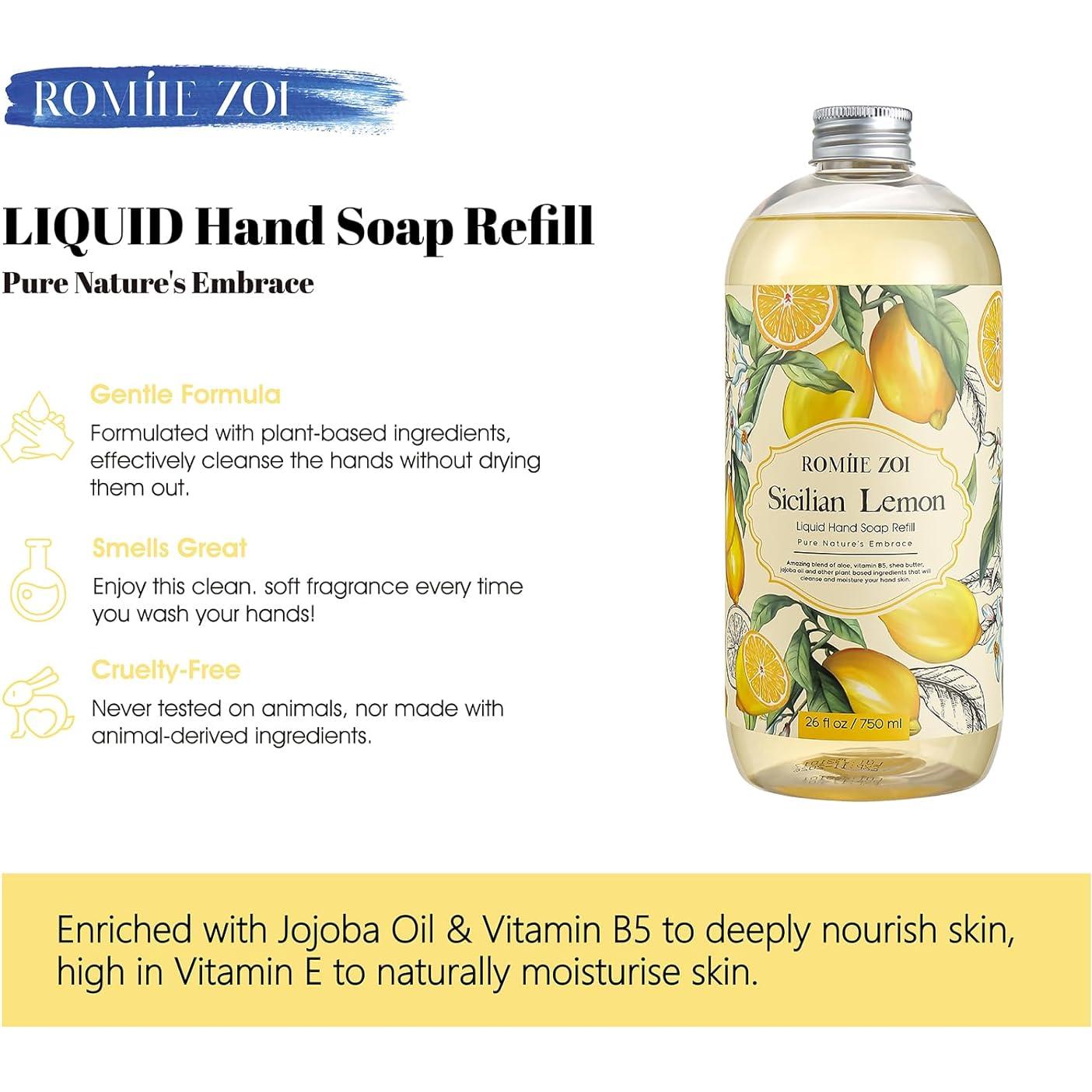 Recarga Jabón Líquido de Manos Romiie Zoi 750 ML Limón Hidratante