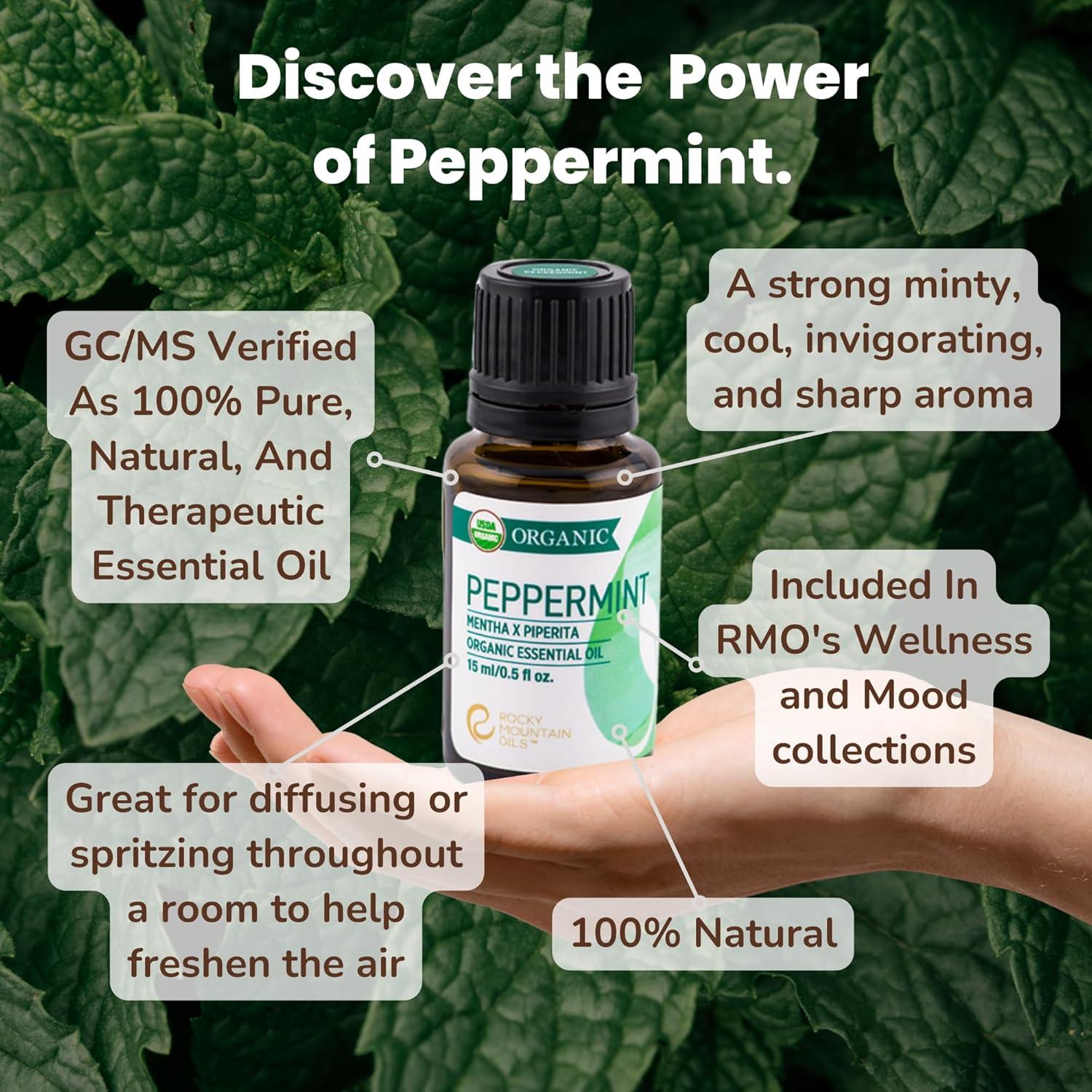 Aceite Esencial de Menta Orgánico Rocky Mountain 15ml - 100% Puro