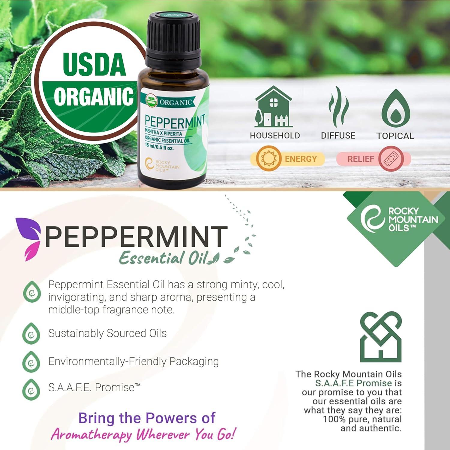 Aceite Esencial de Menta Orgánico Rocky Mountain 15ml - 100% Puro