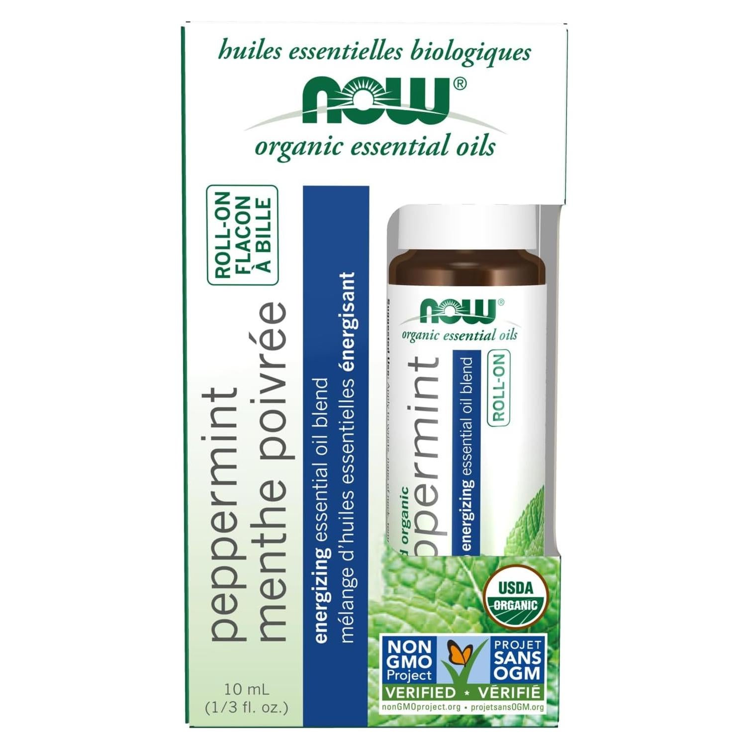 Aceite Esencial Roll-On Menta NOW Foods 10 mL Energizante