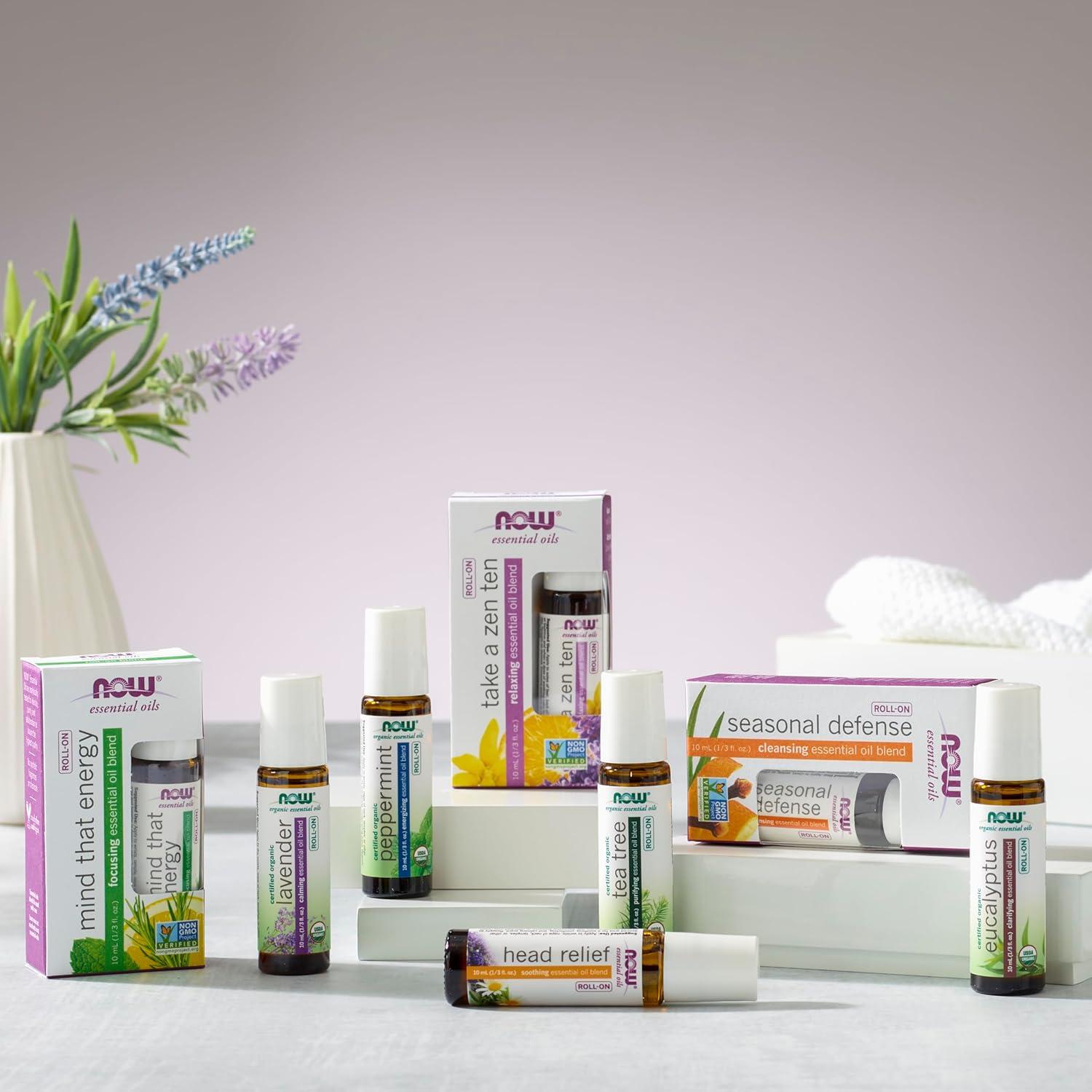 Aceite Esencial Roll-On Menta NOW Foods 10 mL Energizante