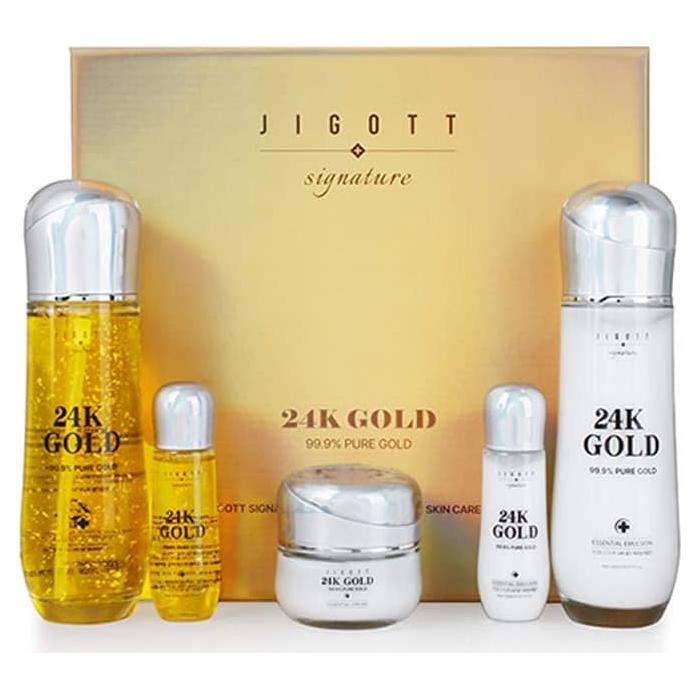 Conjunto Cuidado Piel 24K Oro JIGOTT - Tónico 150ml, Emulsión 150ml, Crema 50ml