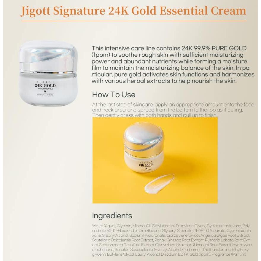 Conjunto Cuidado Piel 24K Oro JIGOTT - Tónico 150ml, Emulsión 150ml, Crema 50ml