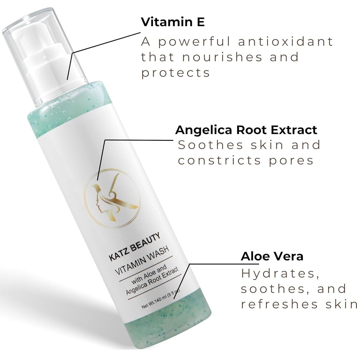 Limpiador Facial Suave Katz Beauty 148 ml - Aloe y Vitamina E