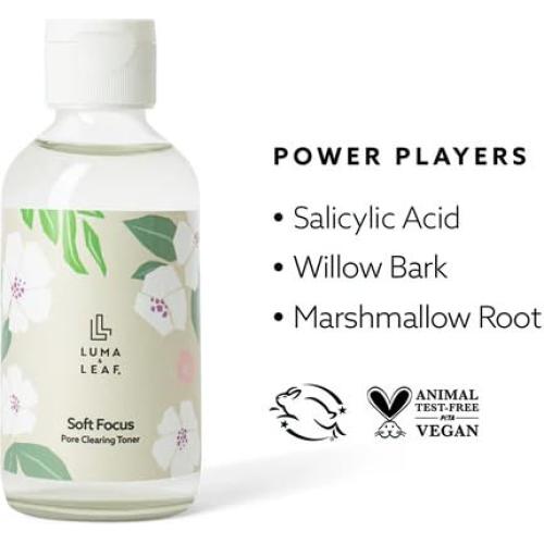 Tónico Facial Limpiador Luma & Leaf 118 ml - Natural con Ácido Salicílico y Niacinamida