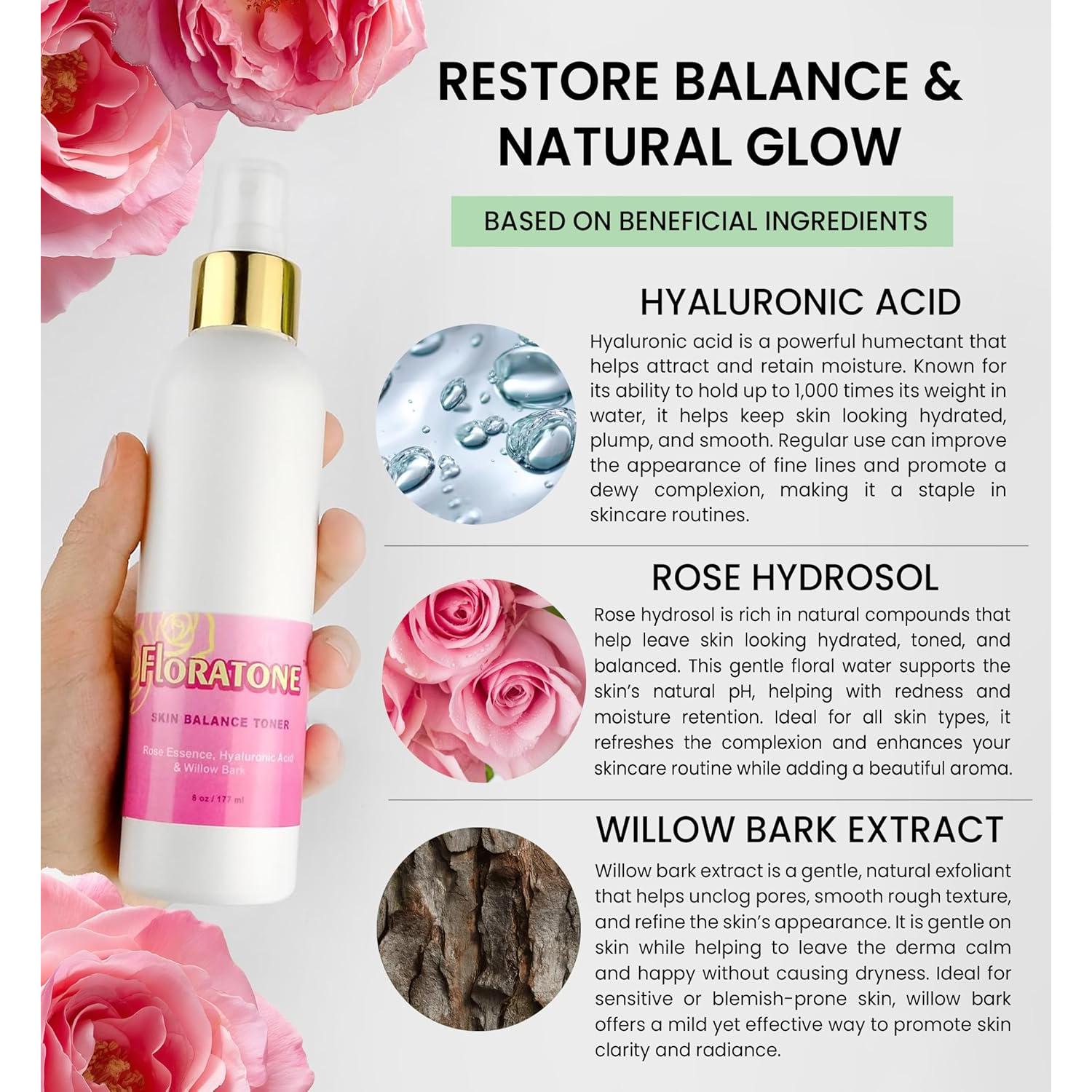 Tónico Facial Floratone Skin Balance - Rosa y Ácido Hialurónico