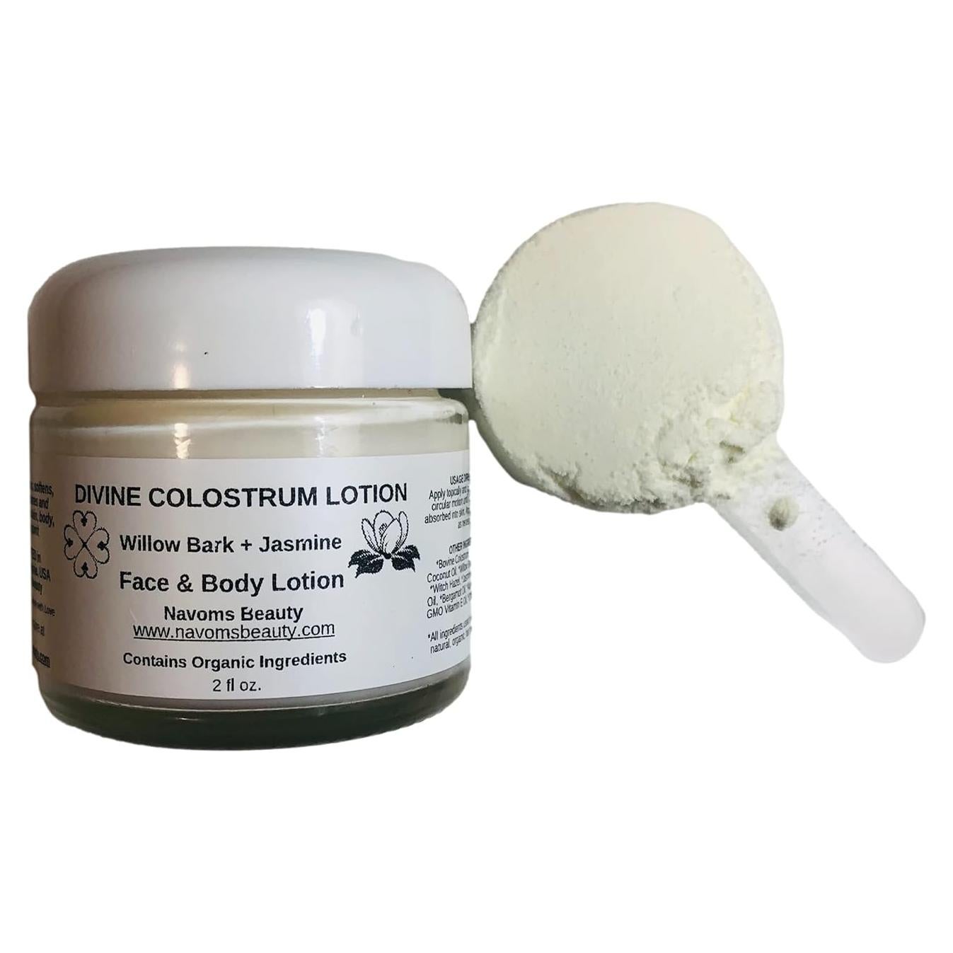 Loción Orgánica de Colostro Navoms con Jazmín y Sauce 56.7g