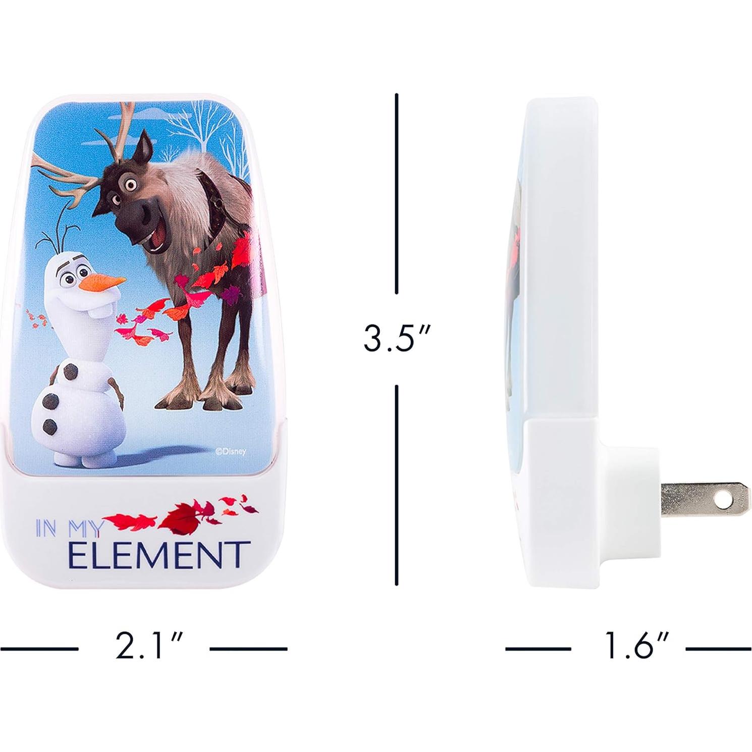 Luz Nocturna LED Disney Frozen 2 Olaf y Sven, Sensor Luz