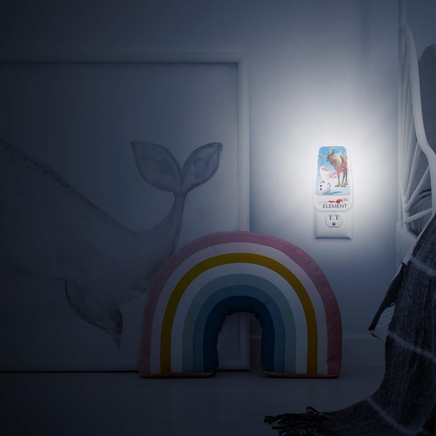 Luz Nocturna LED Disney Frozen 2 Olaf y Sven, Sensor Luz