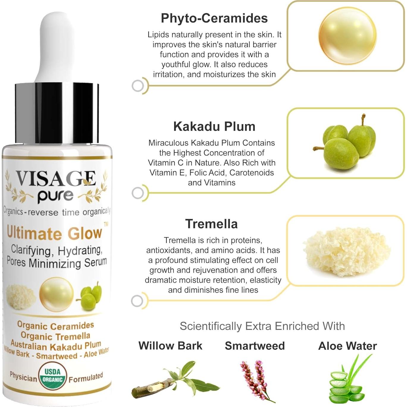 Suero Facial Aclarador Brillo Supremo Visage Pure 68g