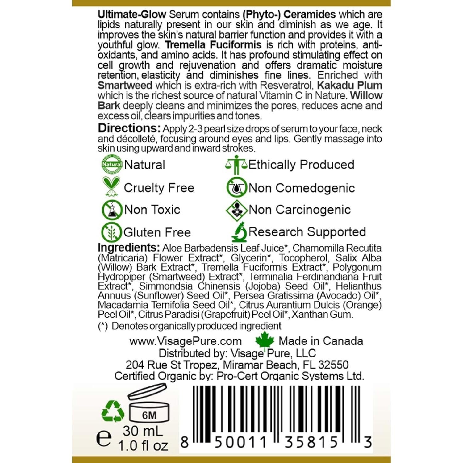 Suero Facial Aclarador Brillo Supremo Visage Pure 68g